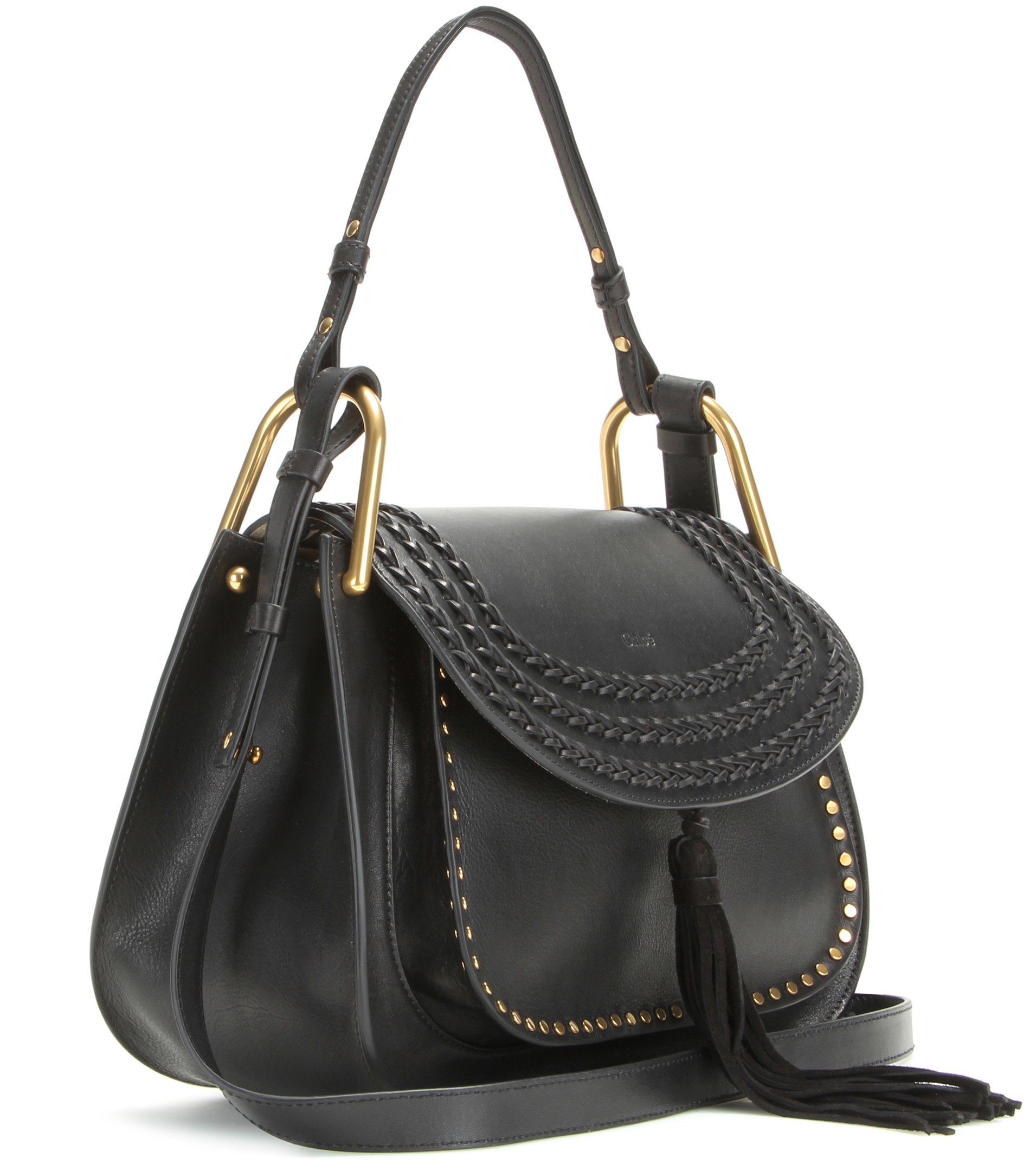 Lyst - Chloé Hudson Leather Shoulder Bag in Black