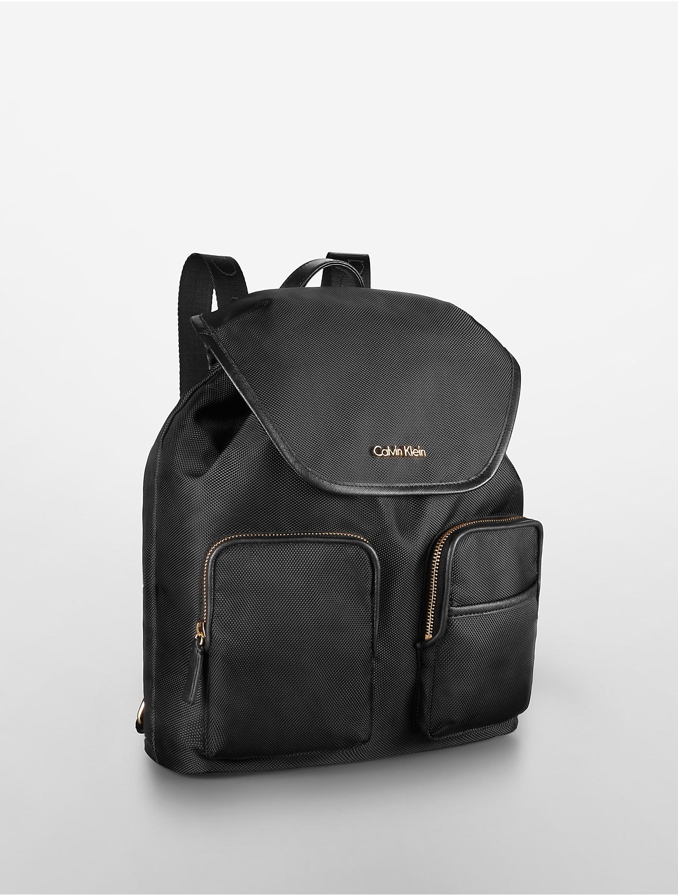 Calvin Klein | Black White Label Leather Trim Nylon ...