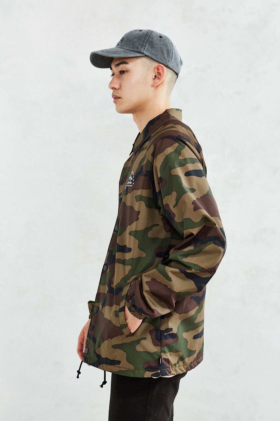 vans coach jacket camo