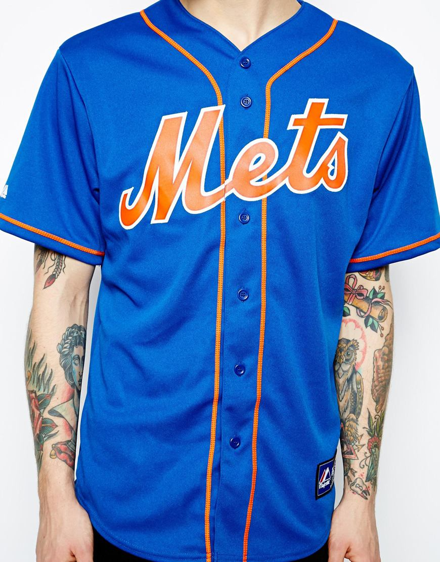 Majestic New York Mets Alternate Baseball Jersey in Blue for Men - Lyst