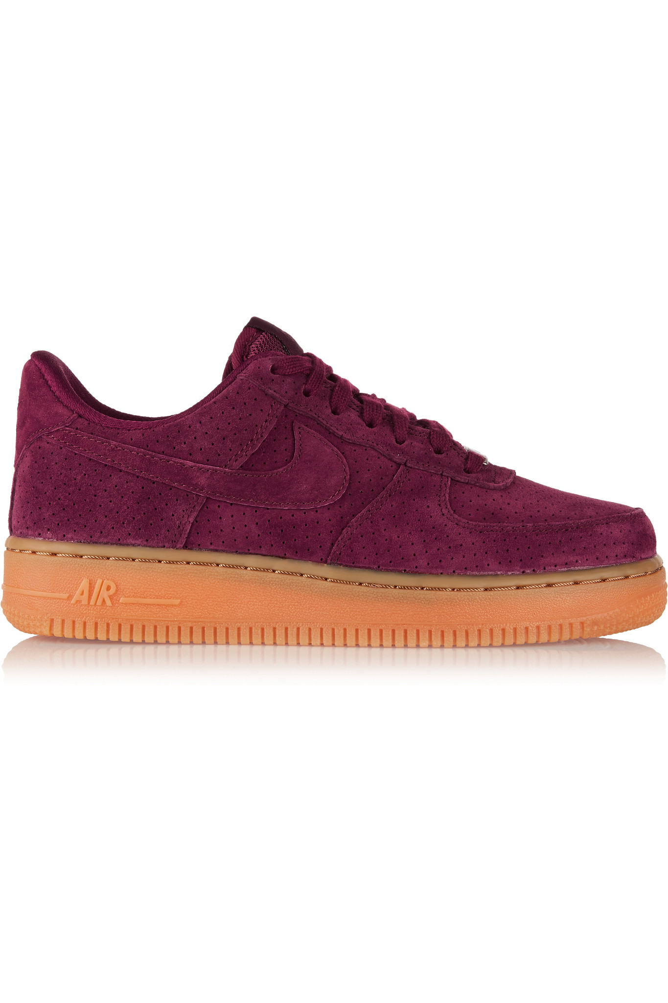 burgundy air force 1 high suede