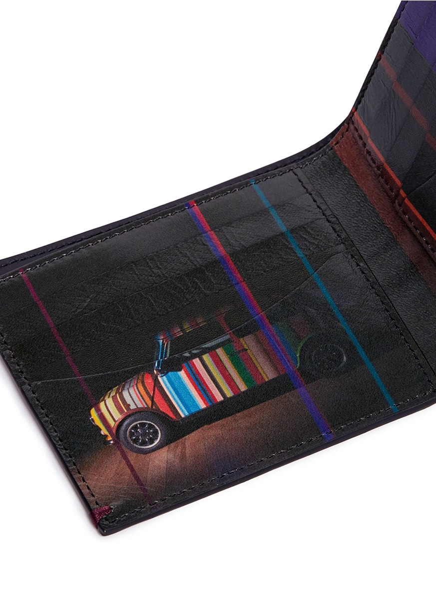 Paul smith &#39;mini Graphic Edge&#39; Print Interior Bifold Leather Wallet in Black for Men | Lyst