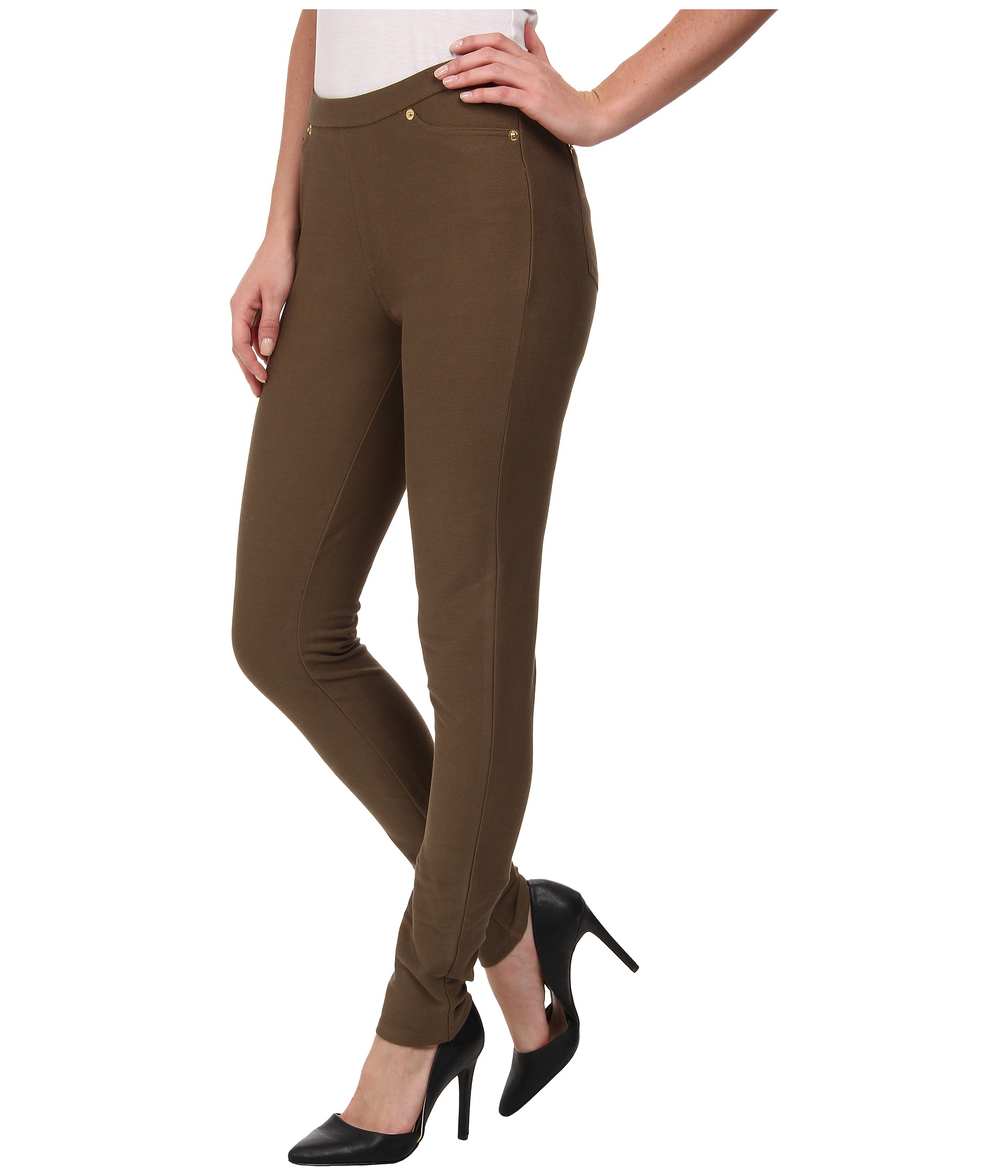 Lyst - Michael Michael Kors Solid Pull On Leggings in Brown