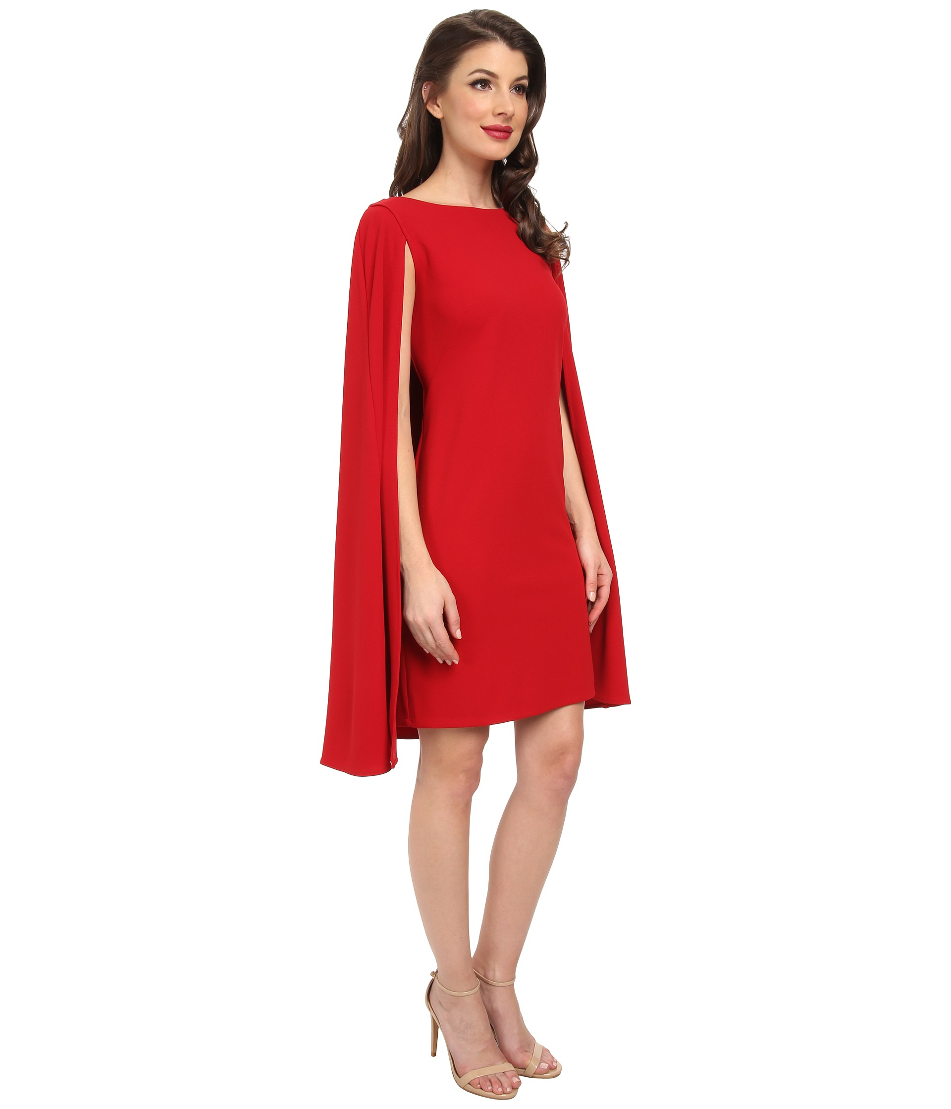 Adrianna Papell Structured Cape Sheath Dress - Lyst