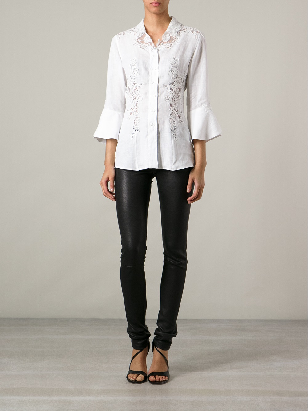 Ermanno Scervino Lace Panel Shirt in White | Lyst