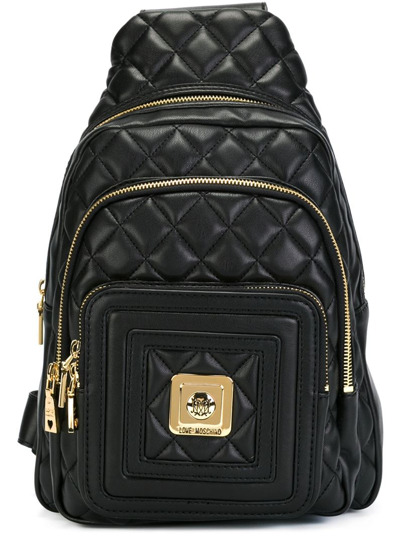 Love Moschino Quilted One Shoulder Backpack in Black - Lyst