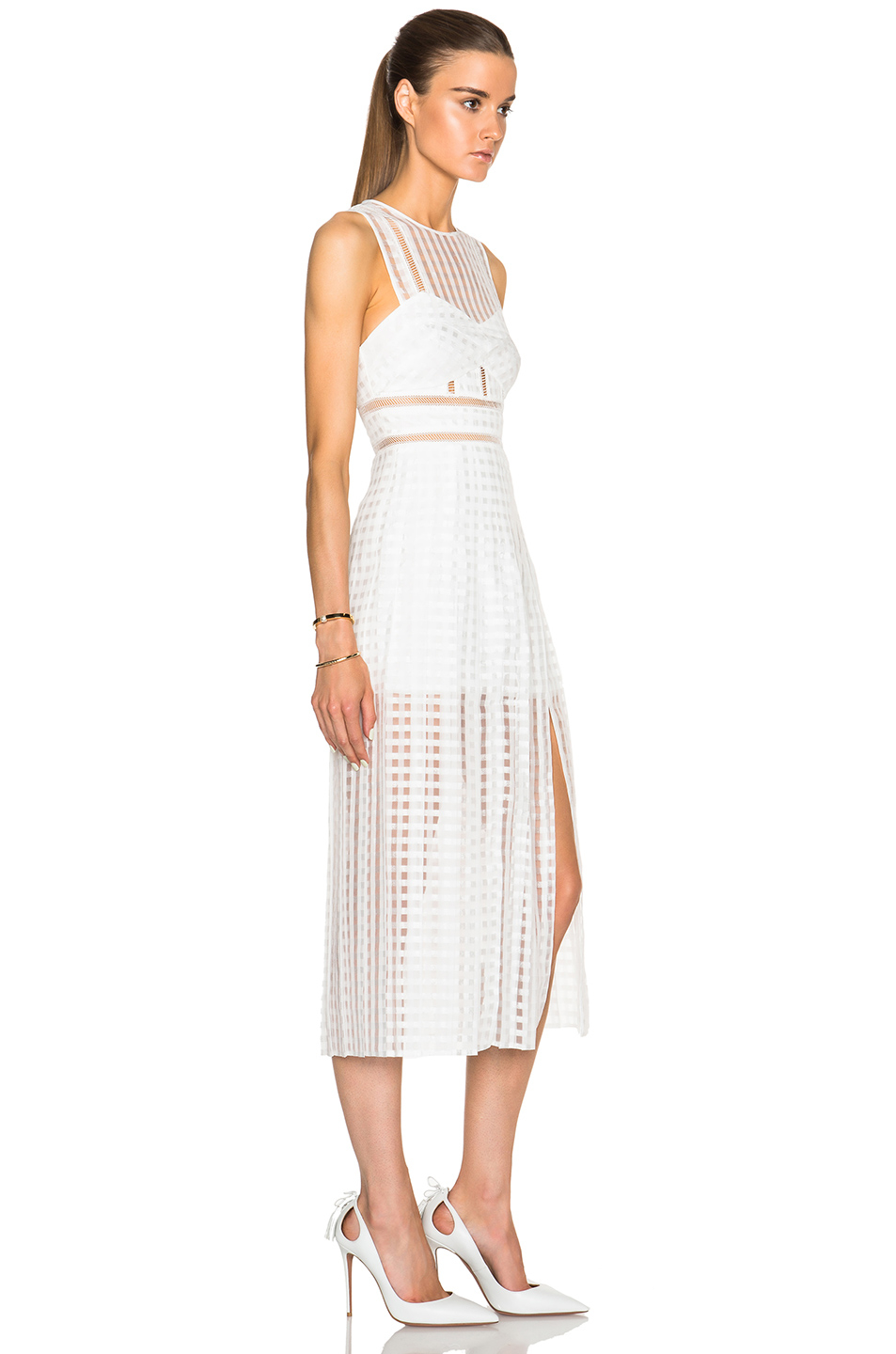 self portrait pleated midi dress
