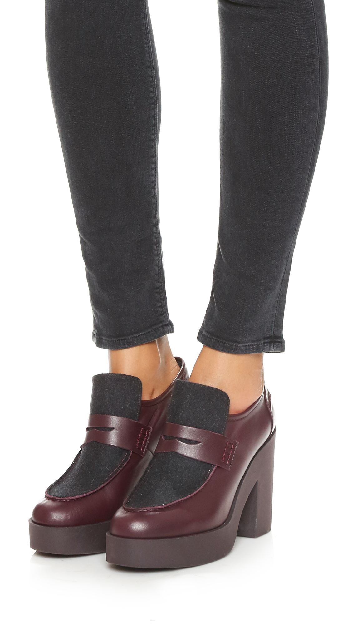 women's high heeled penny loafers
