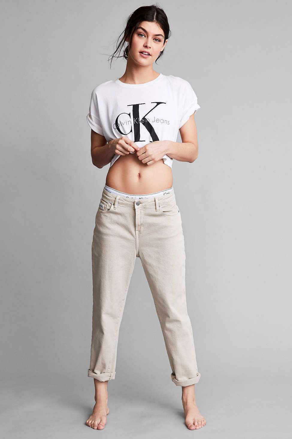 Calvin Klein For Uo '90s Khaki Boyfriend Jean in Natural | Lyst