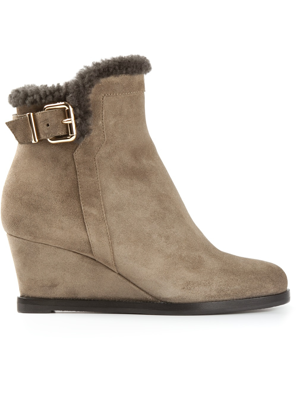 Fendi Wedge Ankle Boots in Brown | Lyst