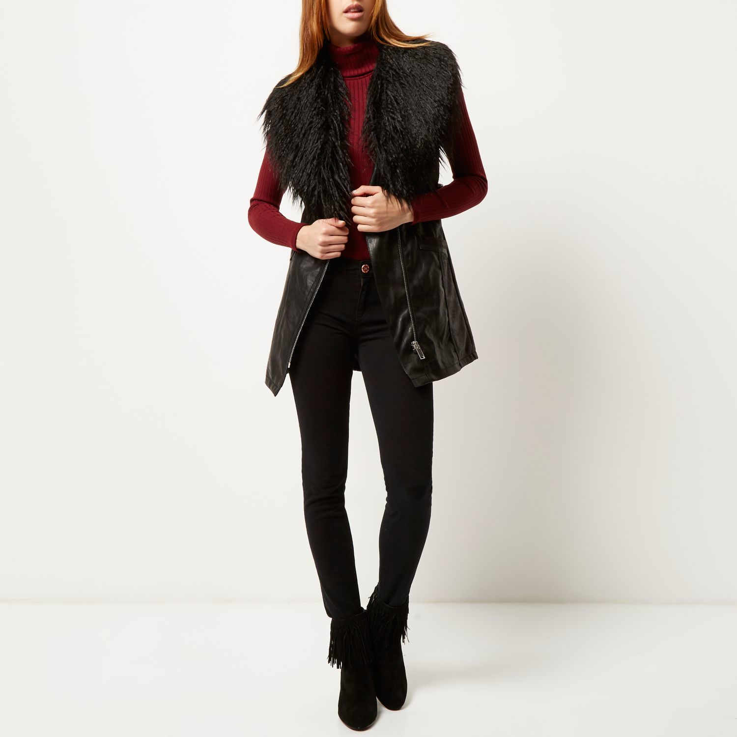 black fur gilet river island