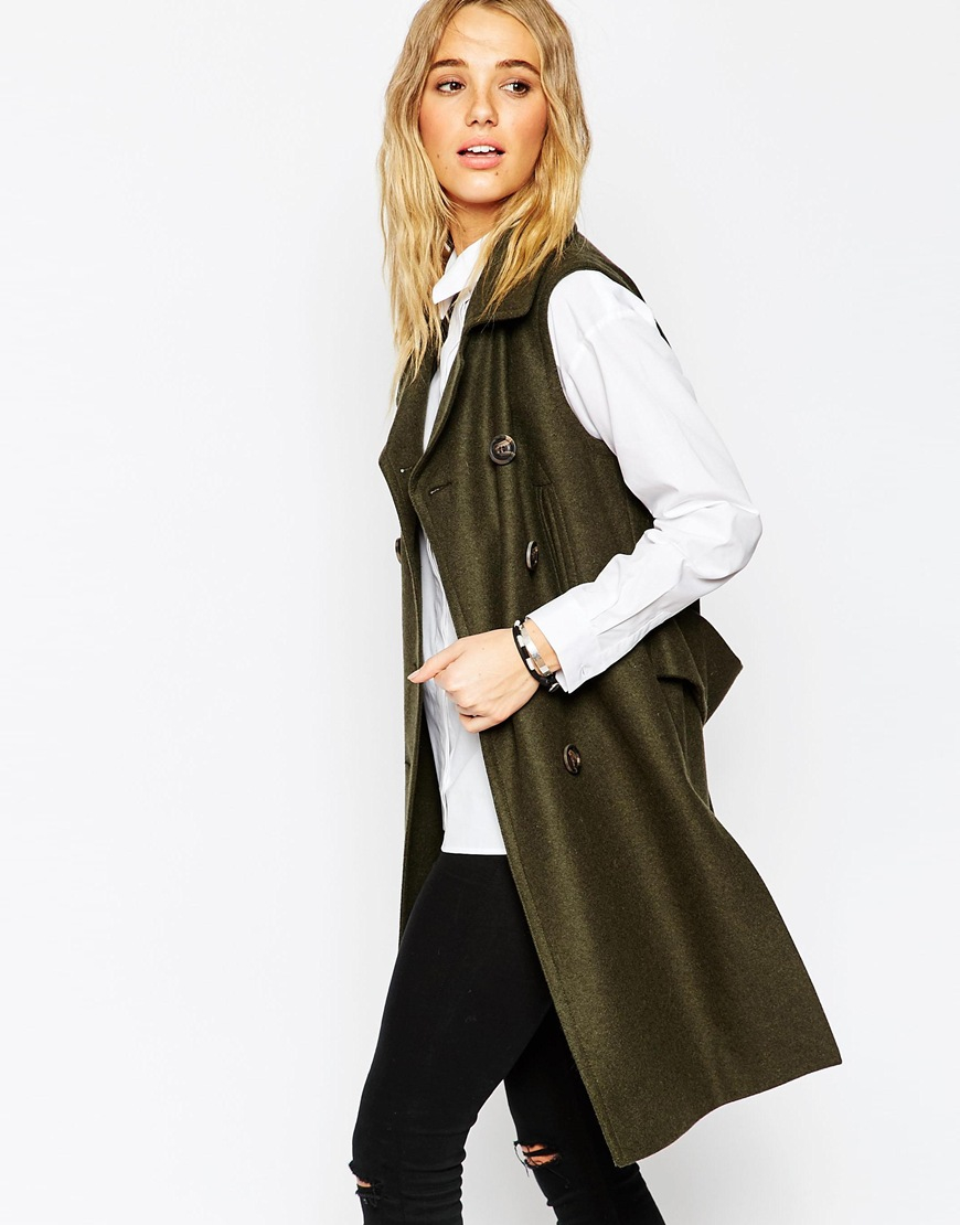 sleeveless pea coat