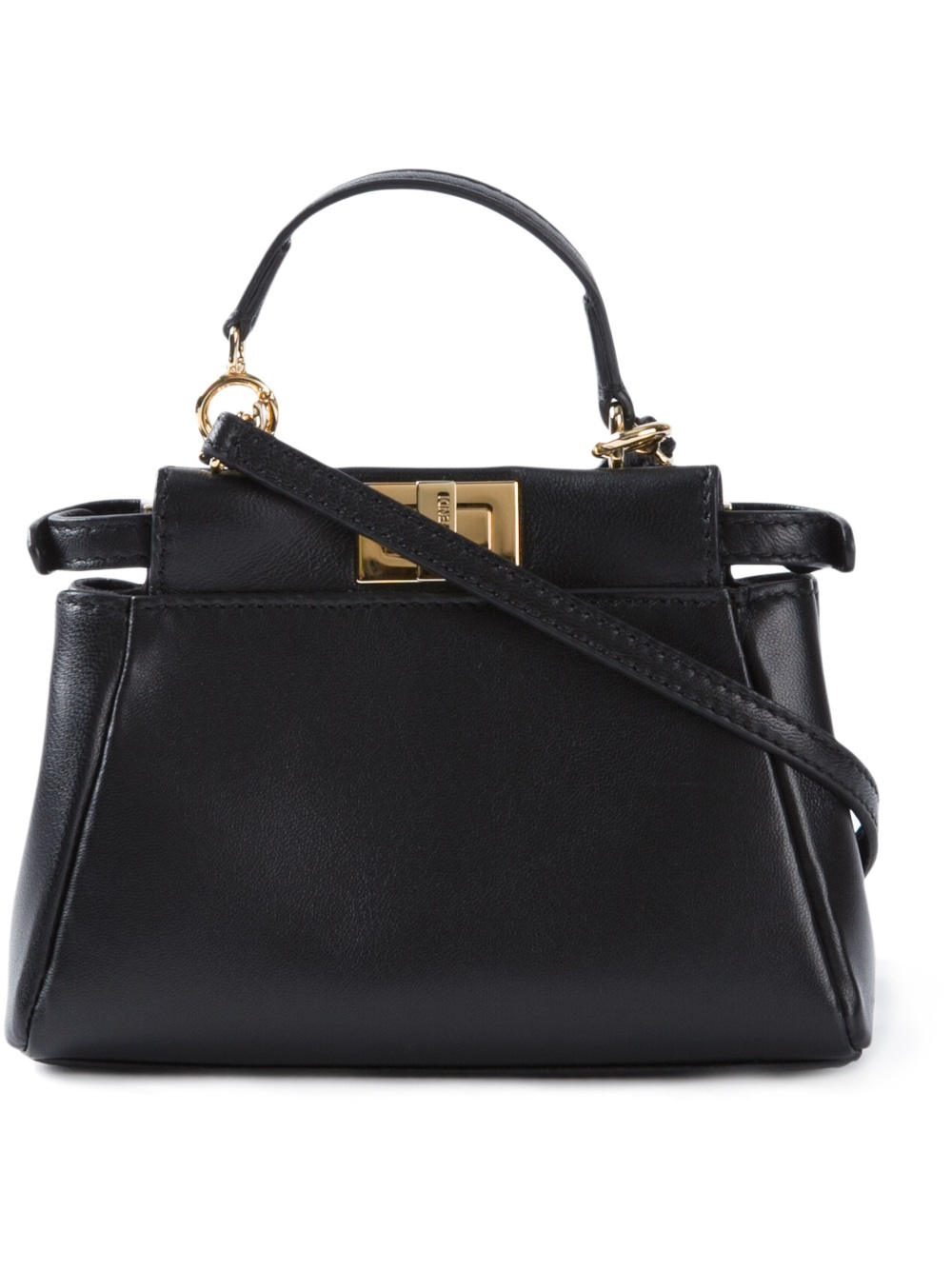 Fendi Micro Peekaboo Leather Bag in Black - Lyst