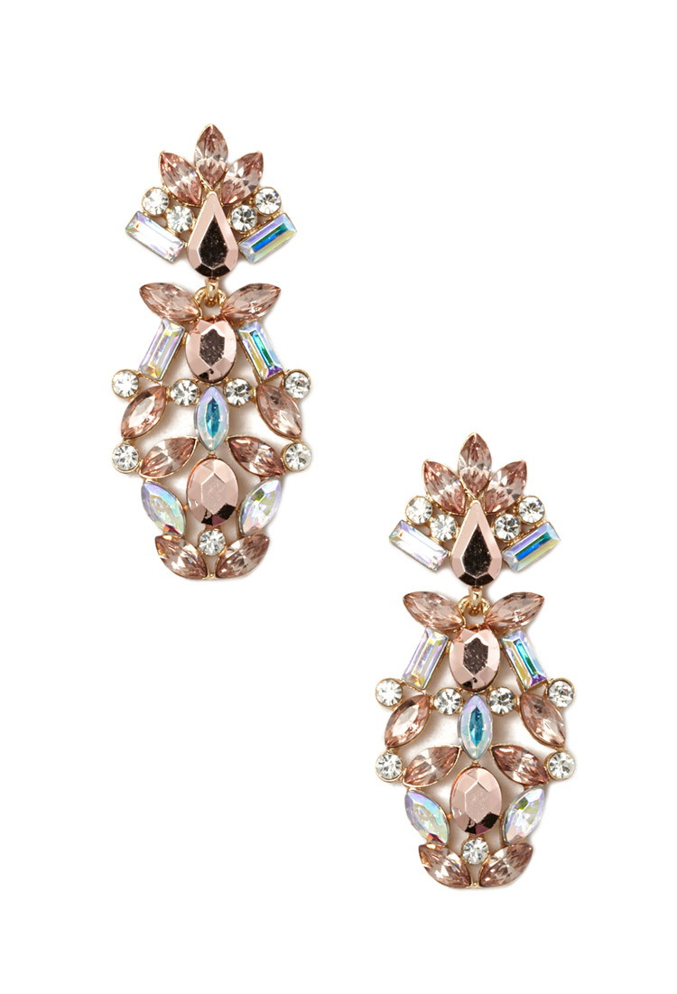 Forever 21 Faux Gemstone Chandelier Earrings In Metallic Lyst Forever 21 Metallic Faux Gemstone Chandelier Earrings Lyst