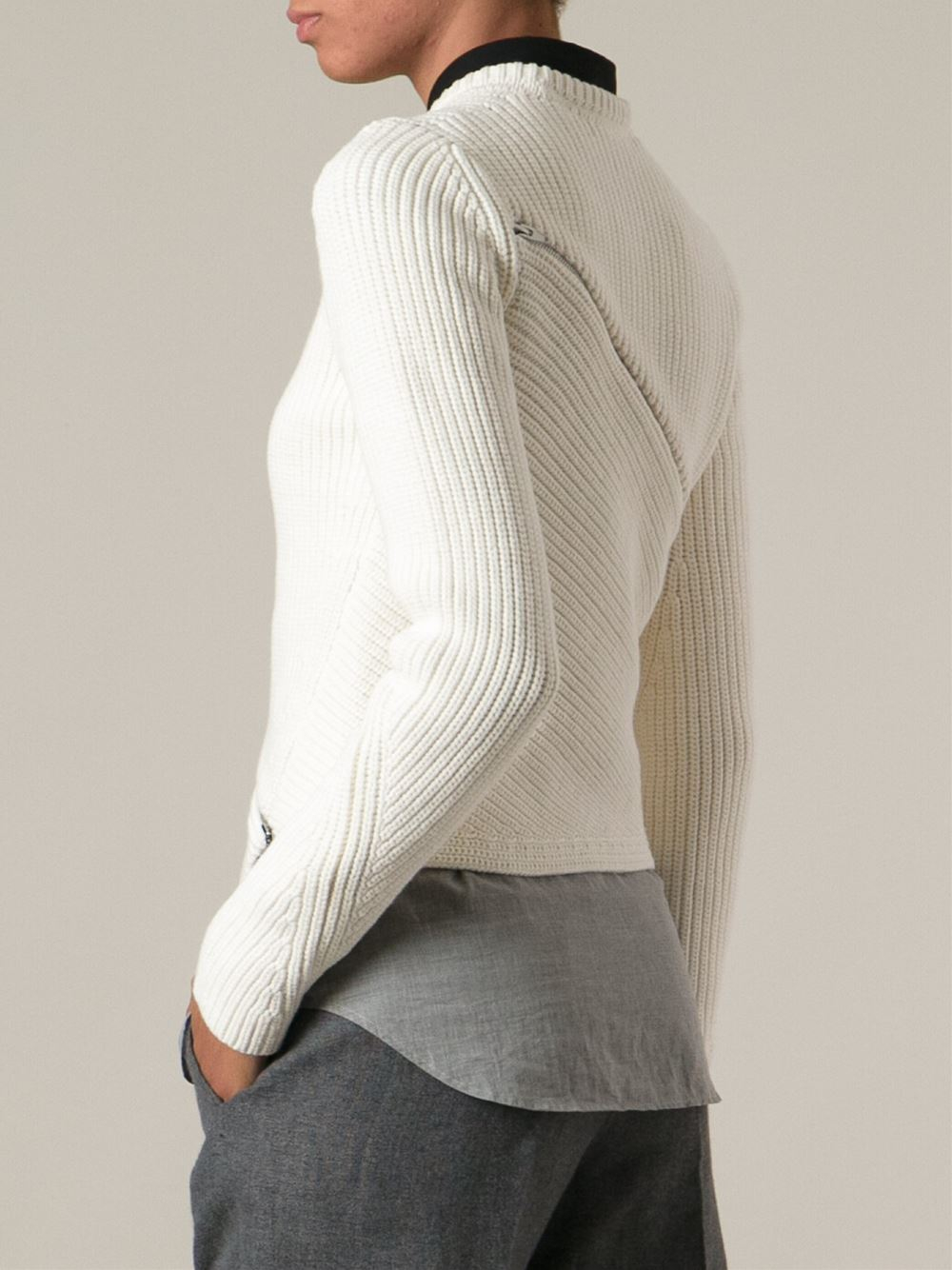 Alexander Wang Zip Peel Away Sweater in White | Lyst