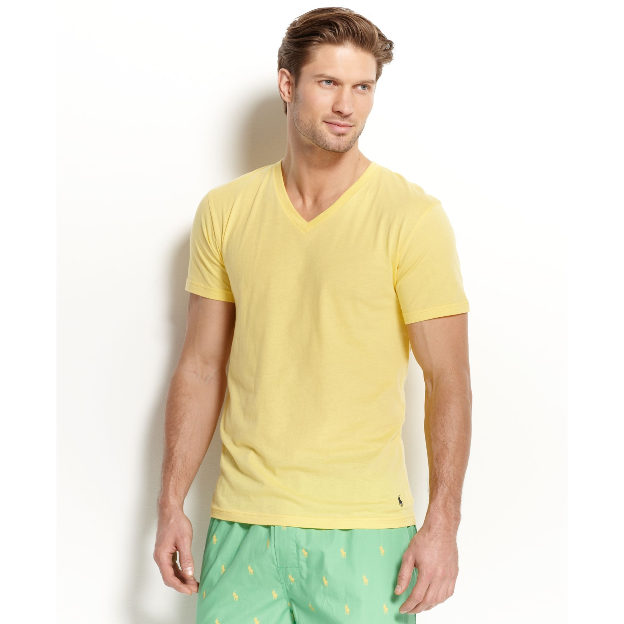 yellow polo v neck