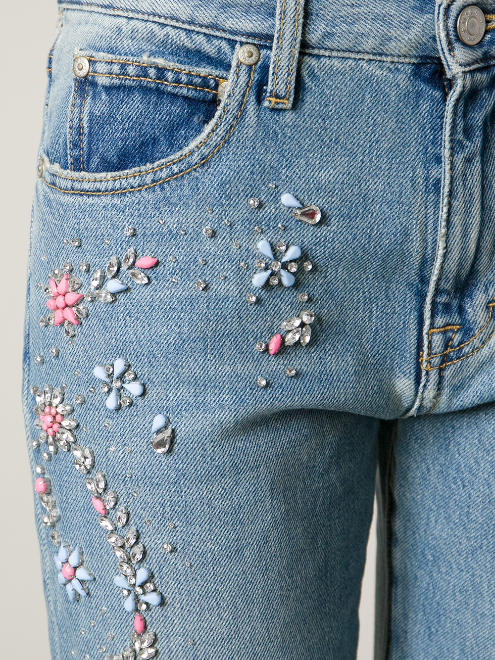 Lyst Msgm Embellished Jeans In Blue