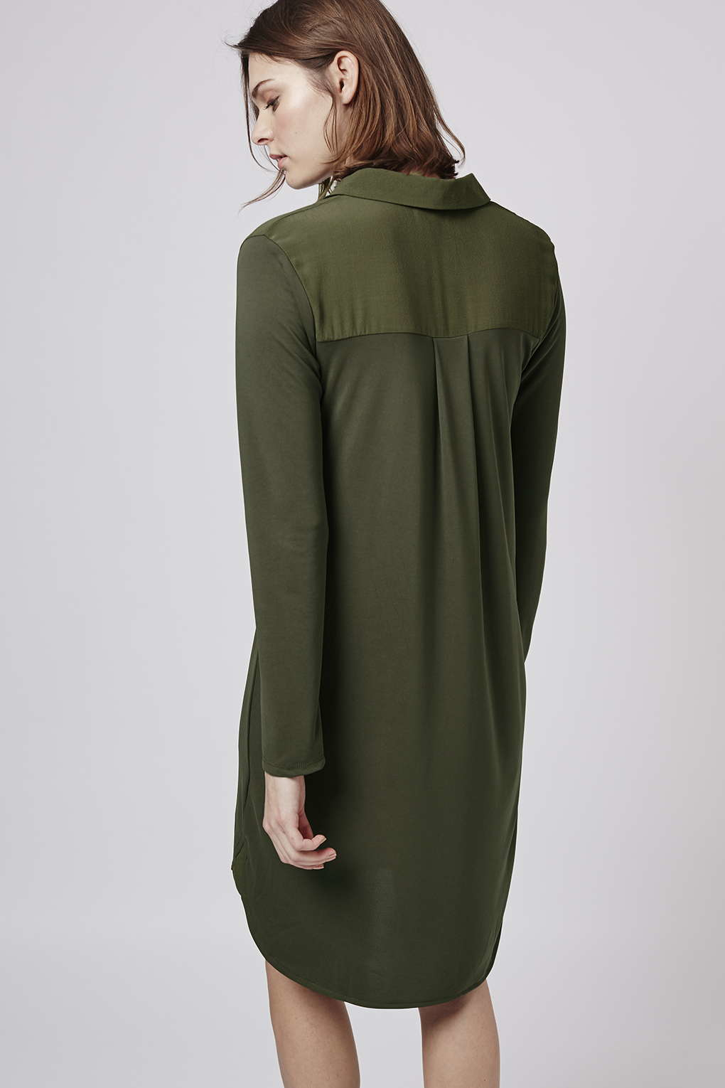khaki green shirt dress