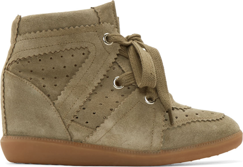 Isabel Marant Olive Suede Bobby Stainer Basket Sneakers in Green - Lyst
