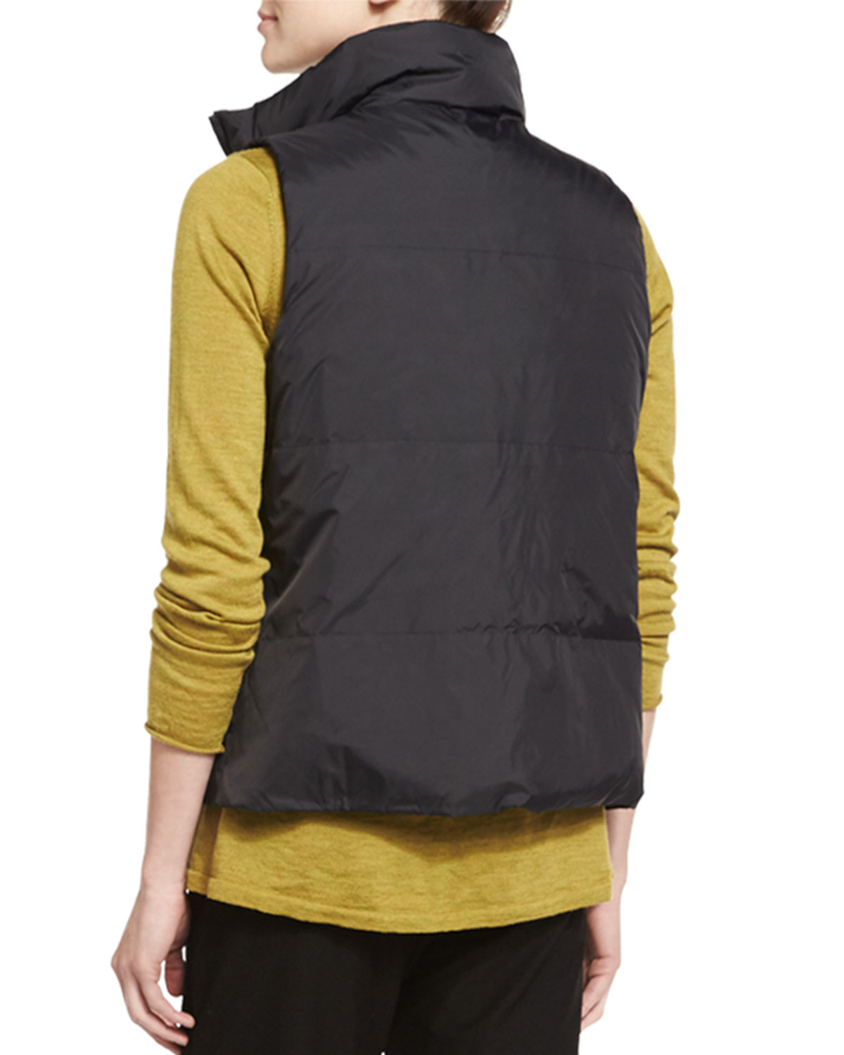 Lyst Eileen Fisher Puffer Reversible Vest in Black