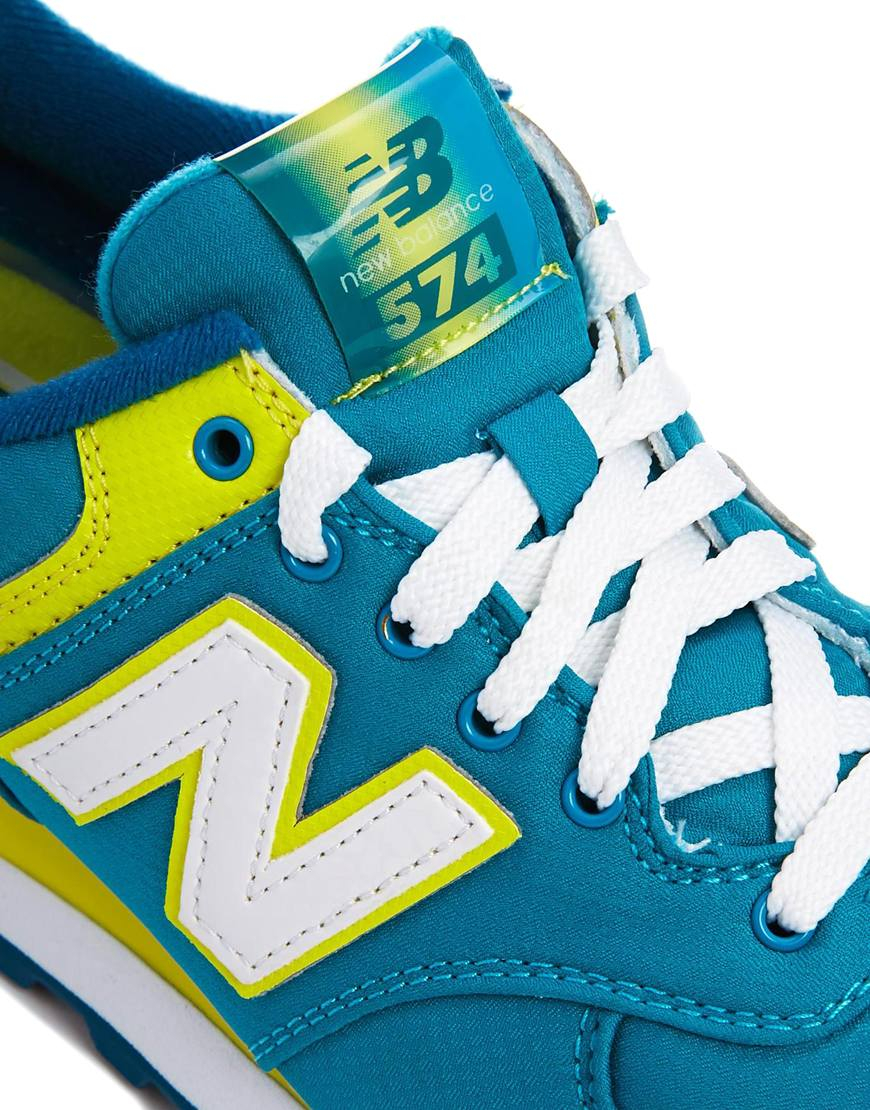 New Balance 574 Turquoise Suede Look Trainers in Blue - Lyst