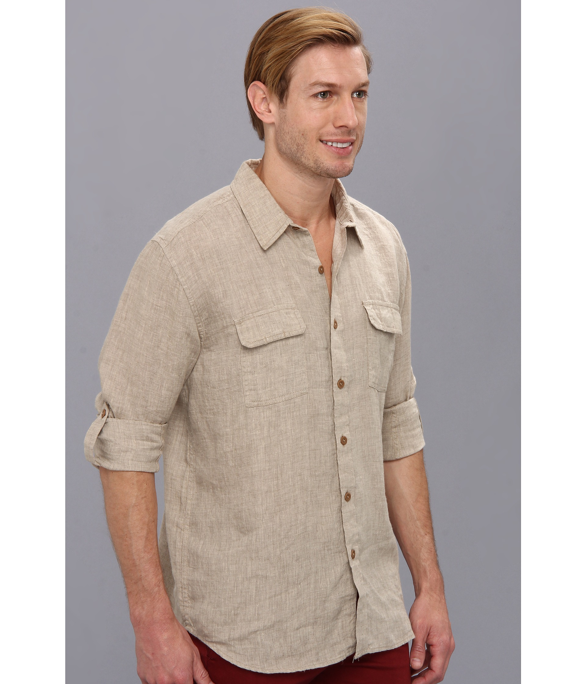 Lucky Brand Grant Linen Safari Shirt in Khaki Sand (Natural) for Men - Lyst