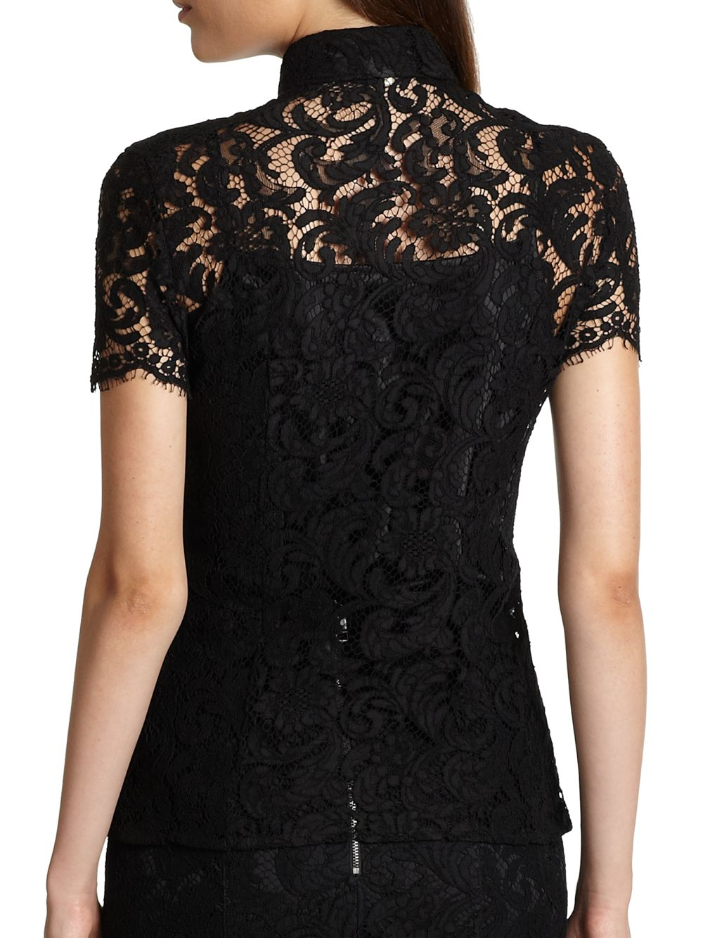 Burberry Lace Blouse in Black | Lyst
