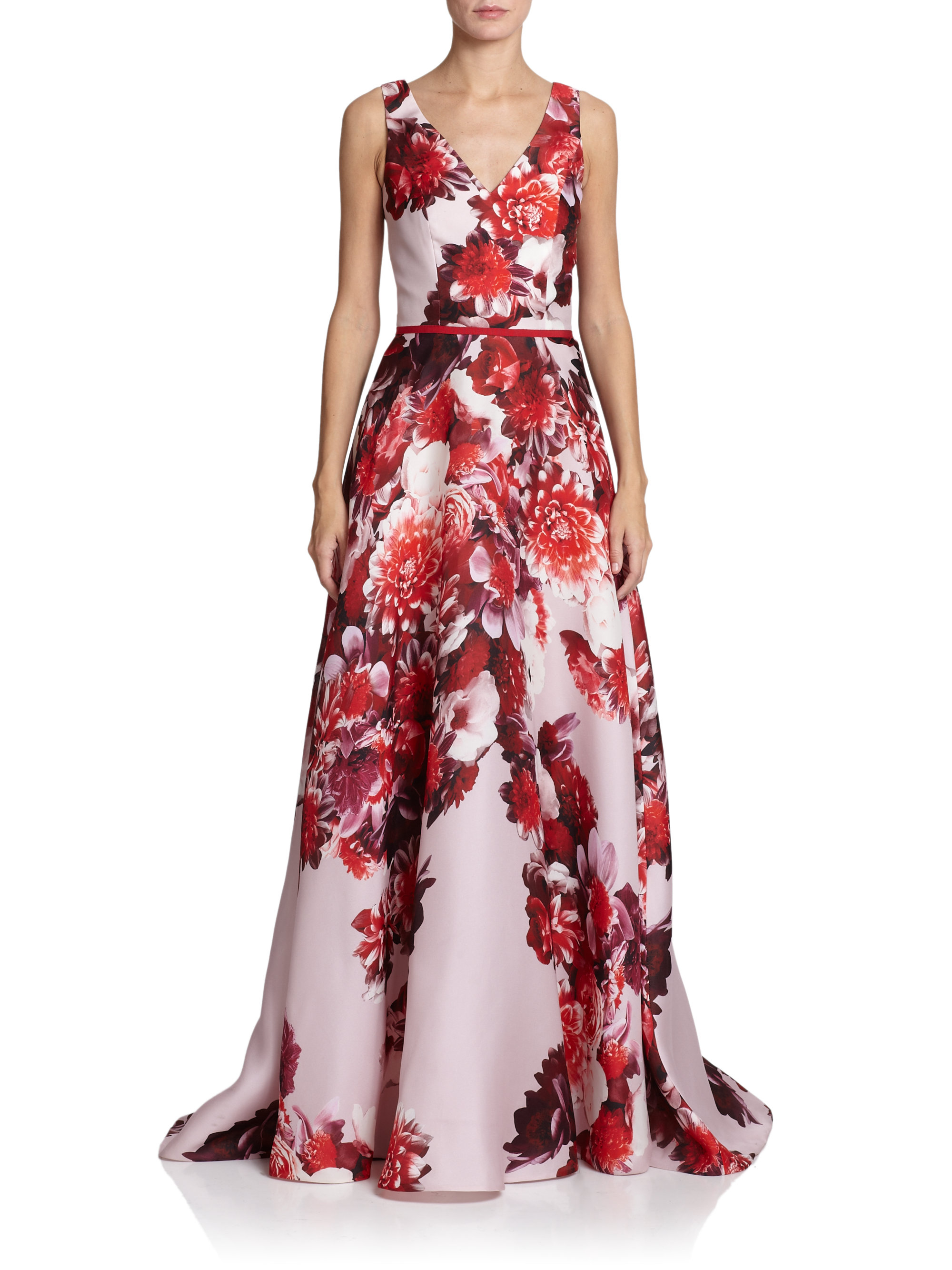 Carolina Herrera Floral Satin Gown in Pink - Lyst