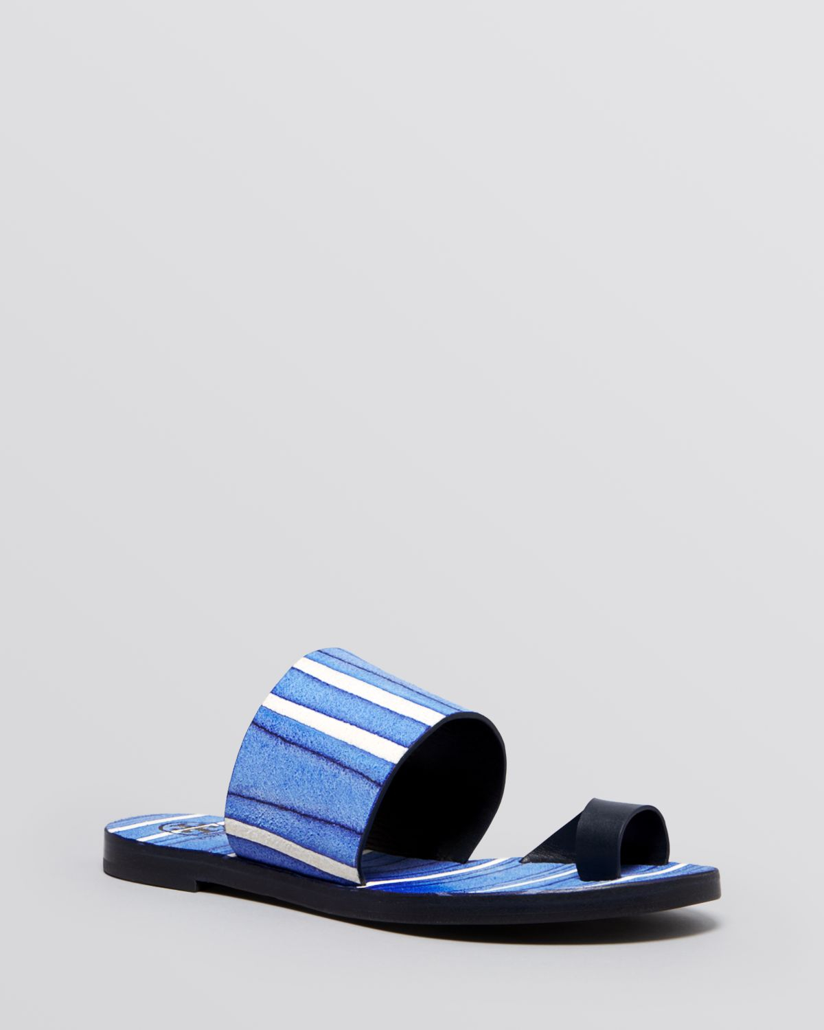 Blue Flat Toe Ring Slide Sandals - Kempner