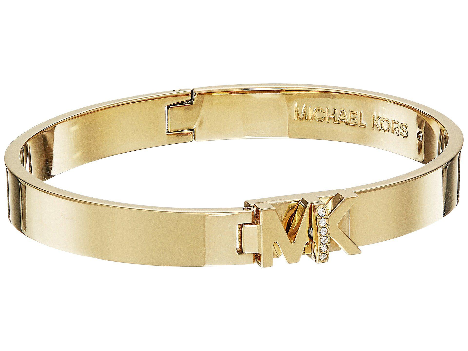 Lyst - Michael Kors Iconic Hinged Mk Logo Bangle Bracelet With Hint Of ...
