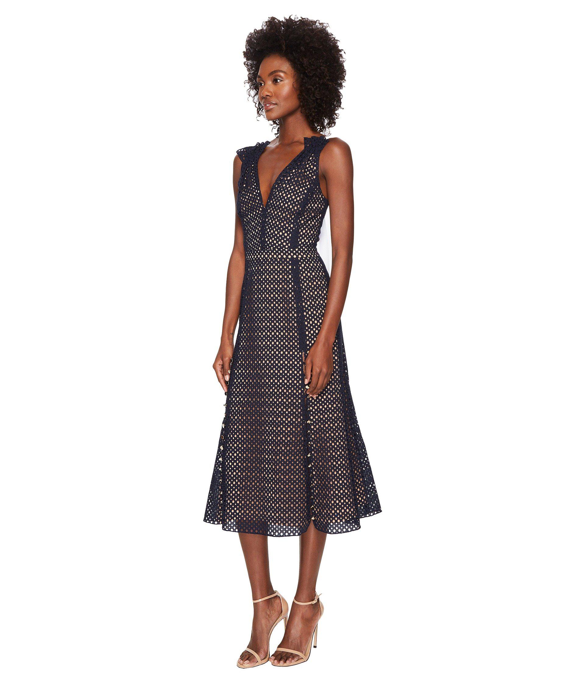 Navy Blue Lace Eyelet Dress