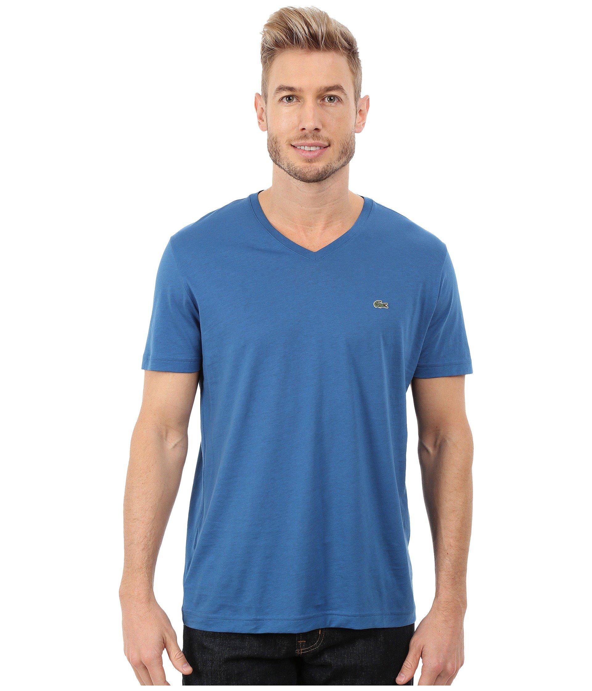 Lacoste Short Sleeve Jersey Pima V Neck T-shirt in Blue for Men - Lyst