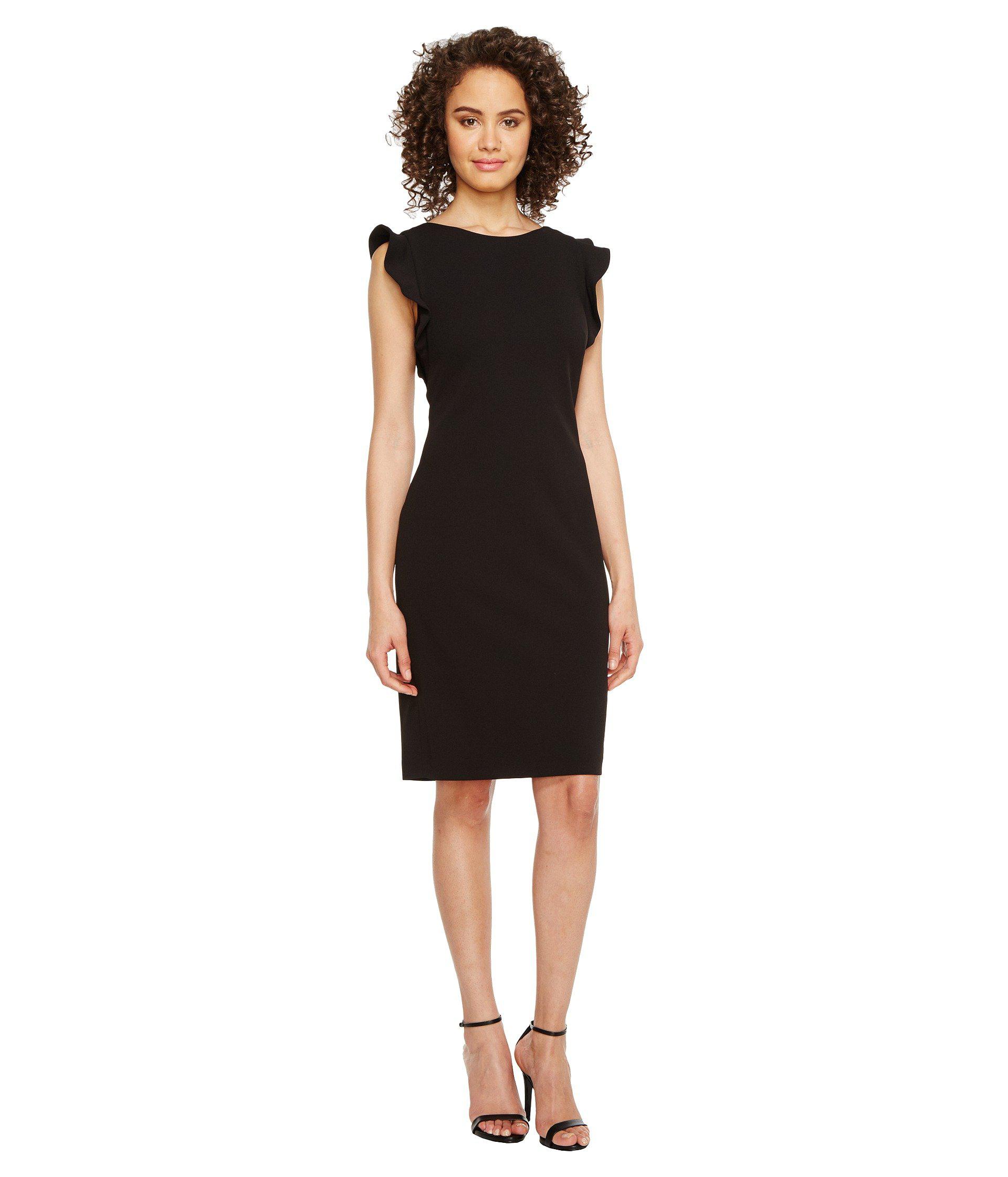 calvin klein black ruffle dress