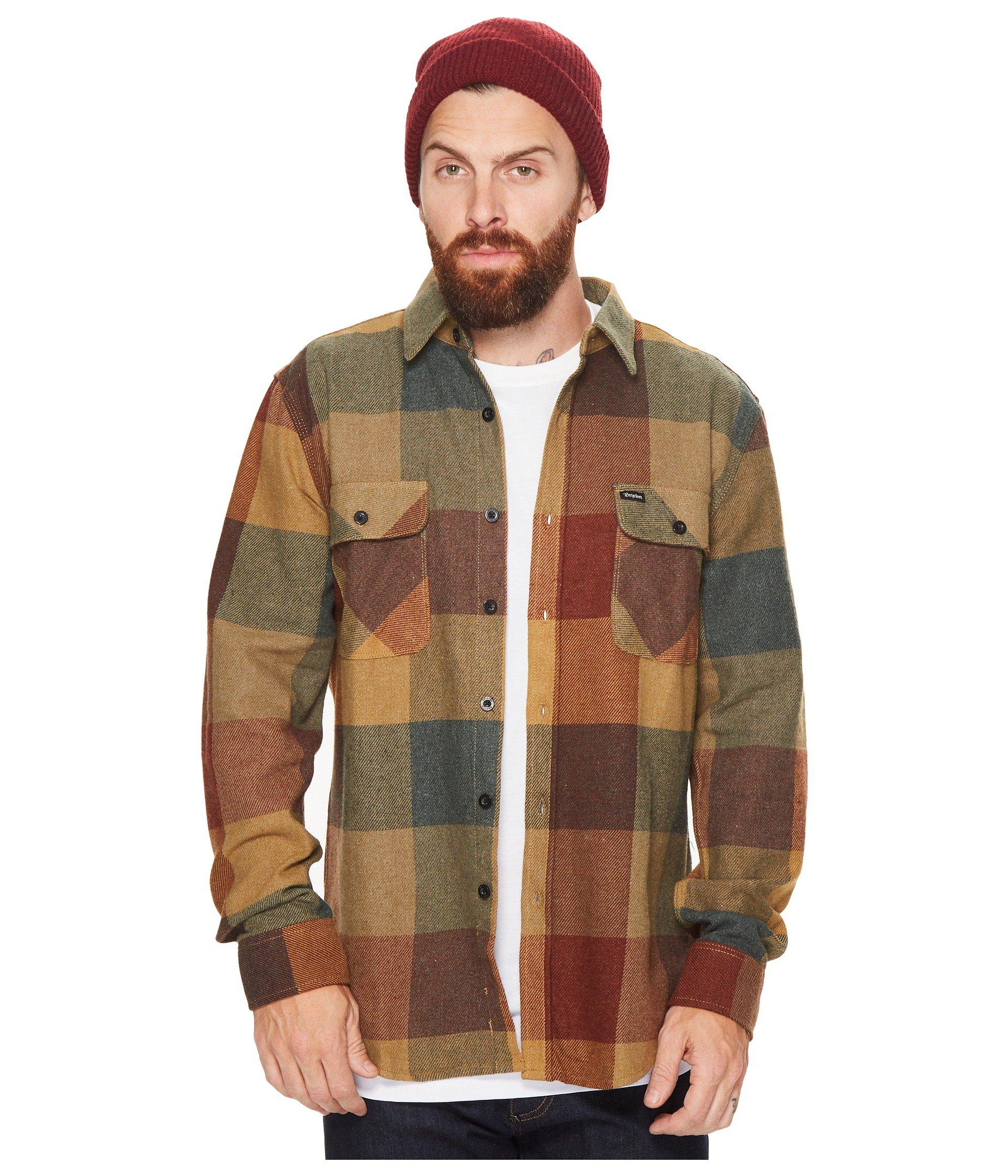Lyst - Brixton Bowery Long Sleeve Flannel in Brown for Men