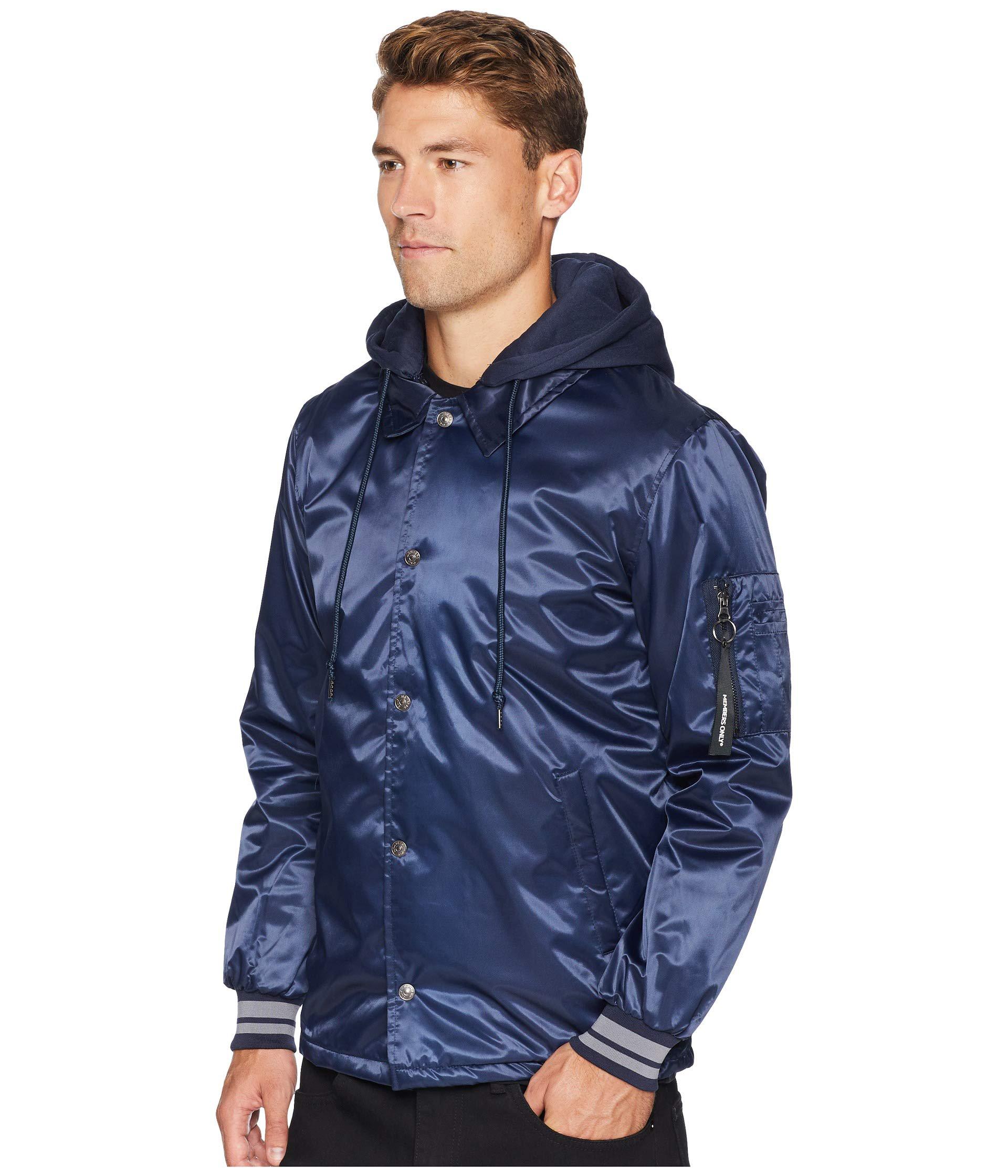Members Only Mens Coach Jacket with Detachable Hood