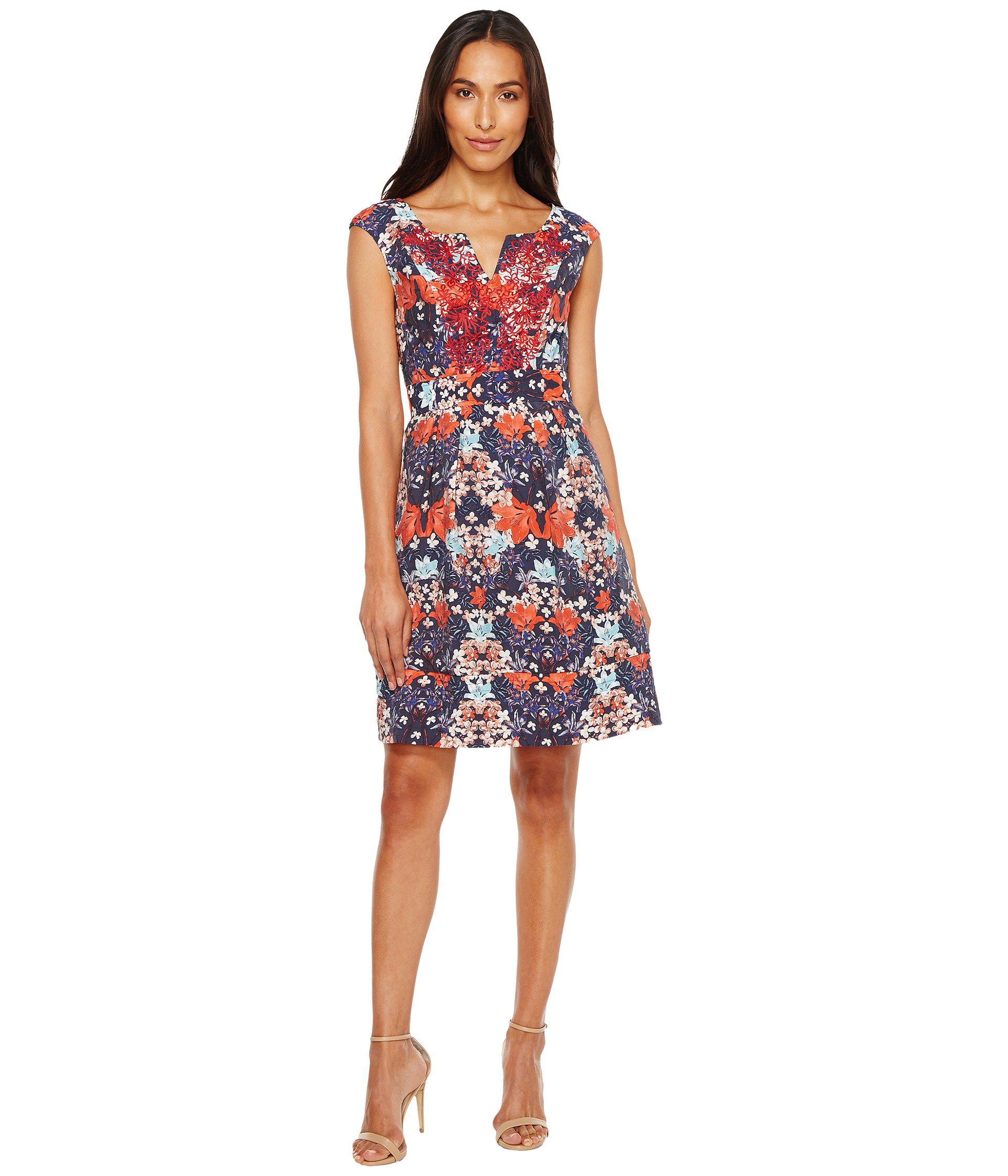 Lyst - Adrianna Papell Printed Linenette Mirrored Dreams ...