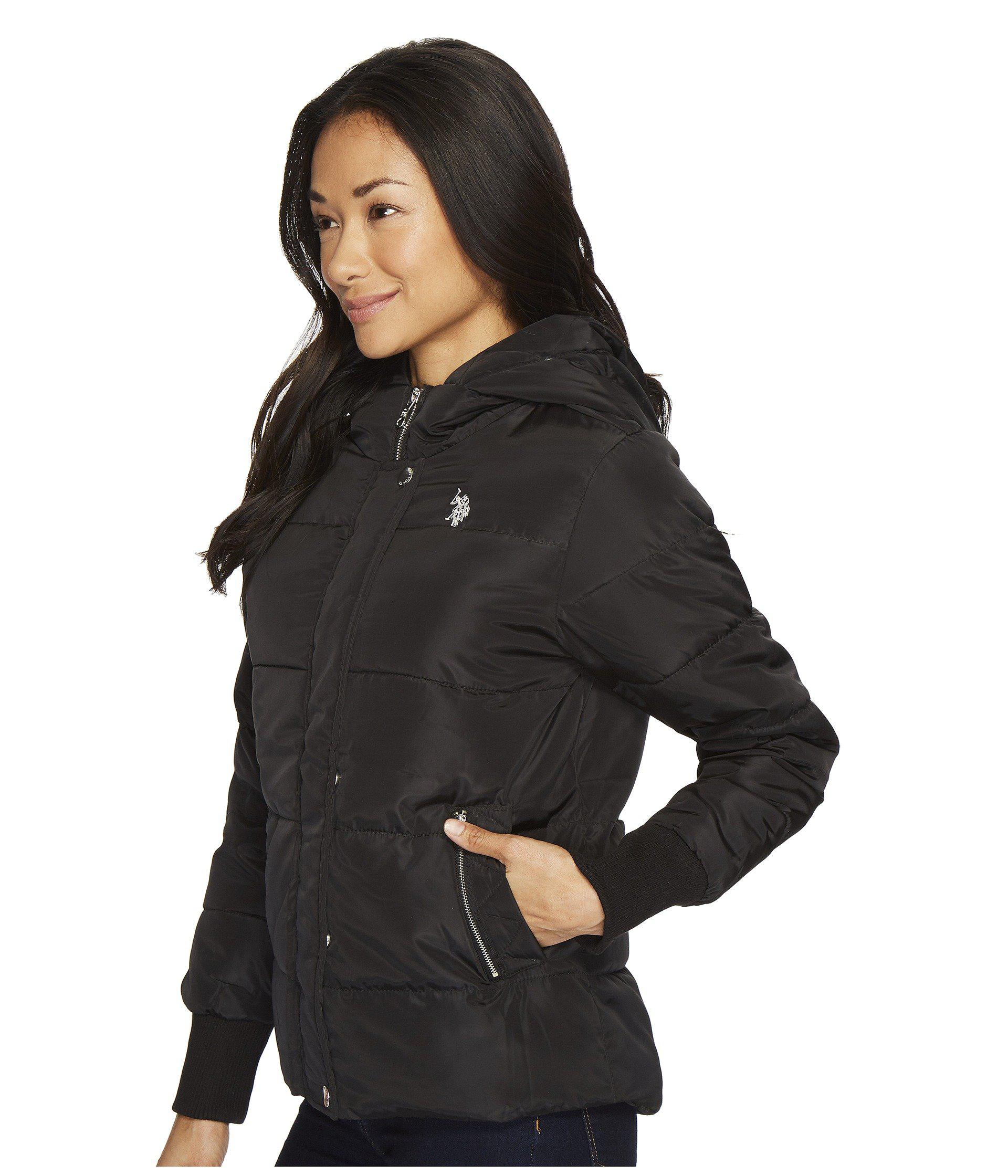 Lyst U S Polo Assn Zigzag Stitch Puffer In Black