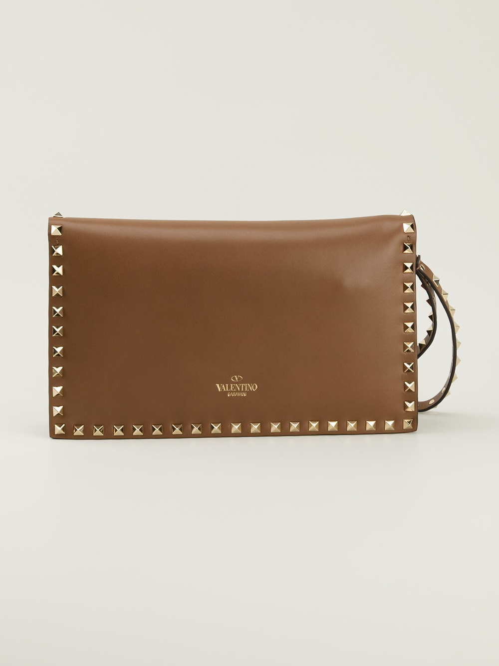 Lyst Valentino Rockstud Clutch in Brown