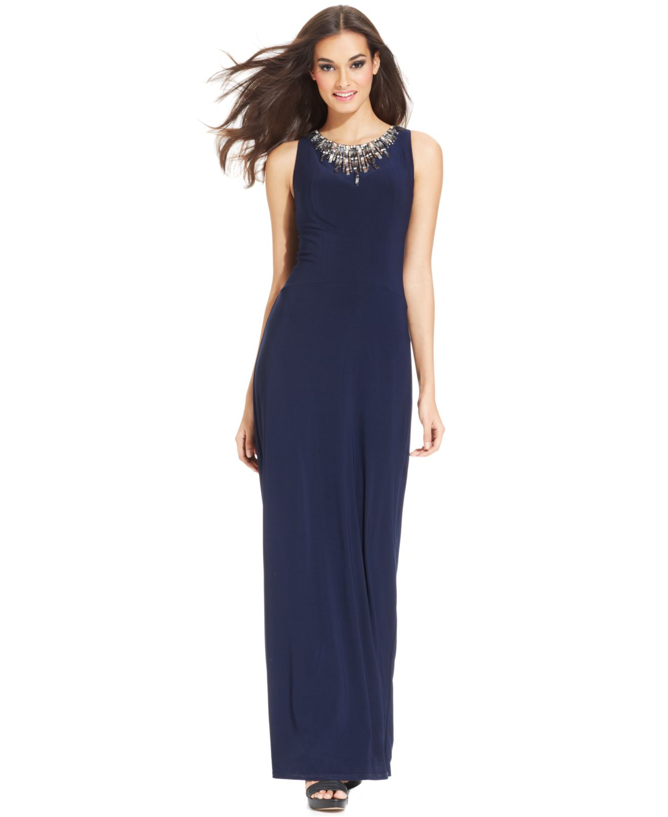 vince camuto long navy dress