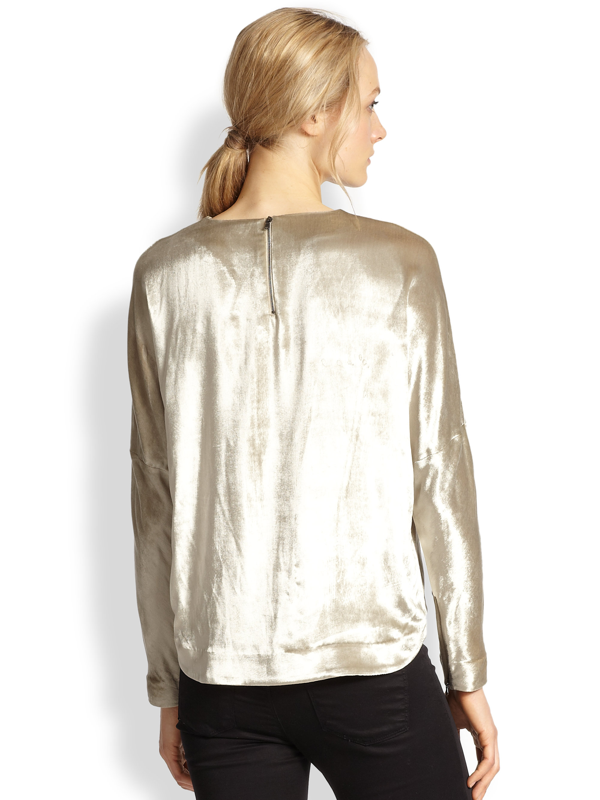 J Brand Romy Metallic Velvet Top | Lyst
