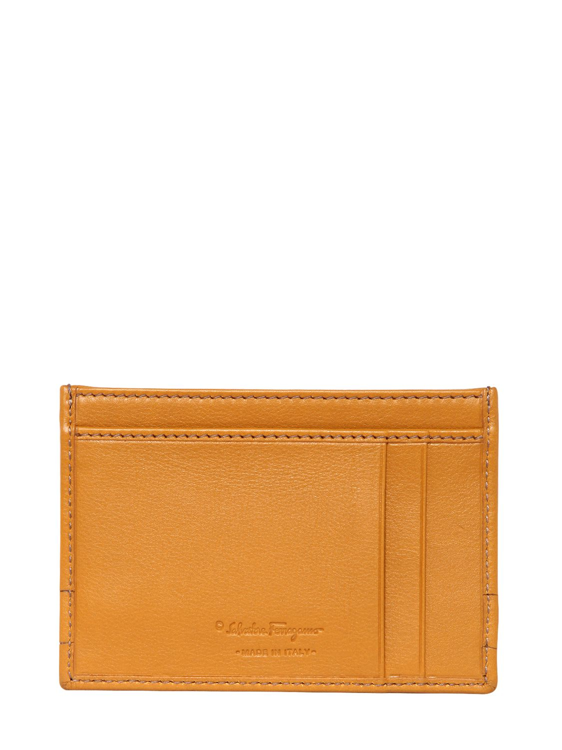 Ferragamo Nappa Leather Card Holder in Yellow for Men | Lyst