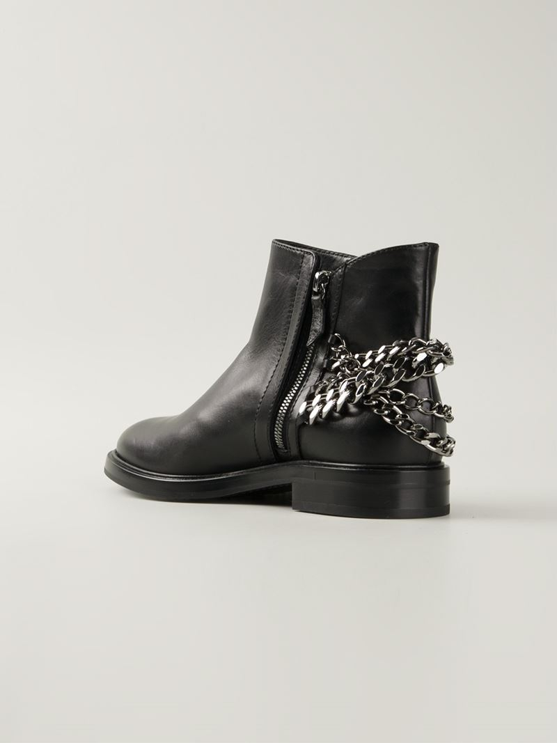 black chain ankle boots