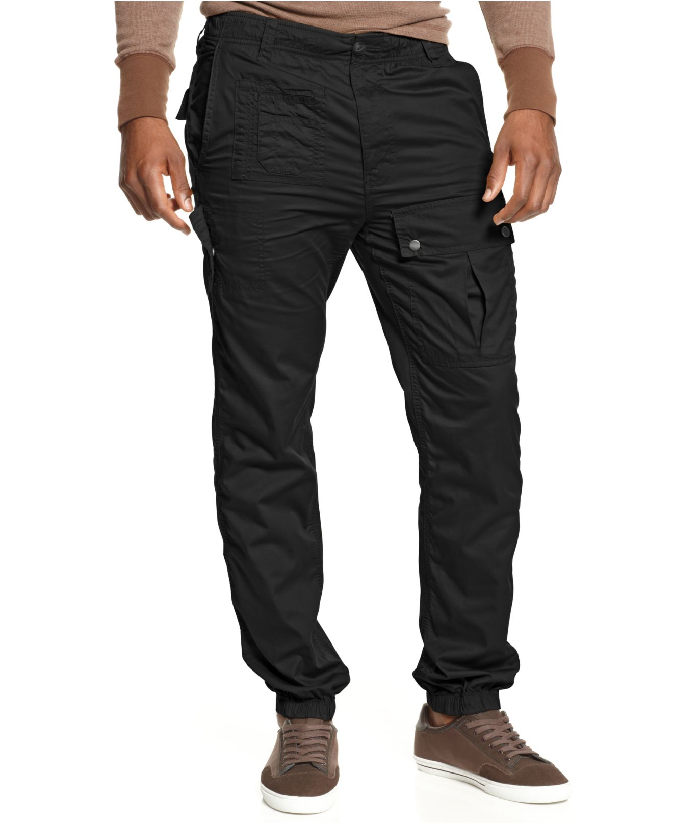 Sean John Solid Cargo Joggers in pm Black (Black) for Men - Lyst