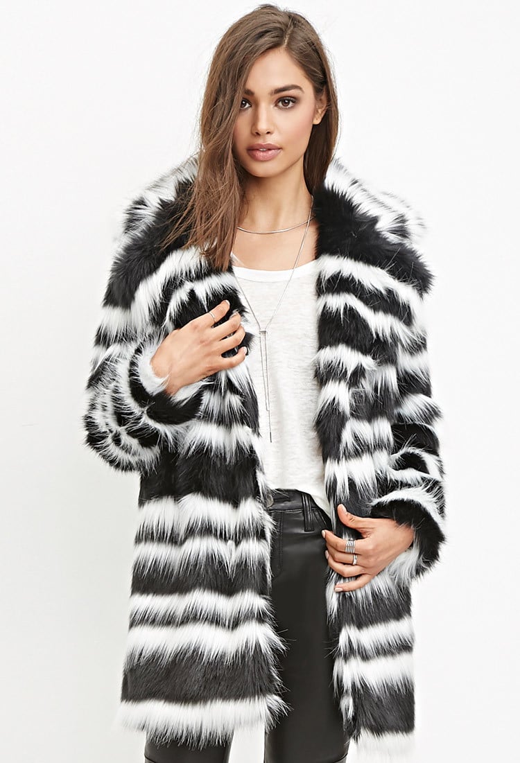 Lyst - Forever 21 Striped Faux Fur Coat You've Been Added To The ...