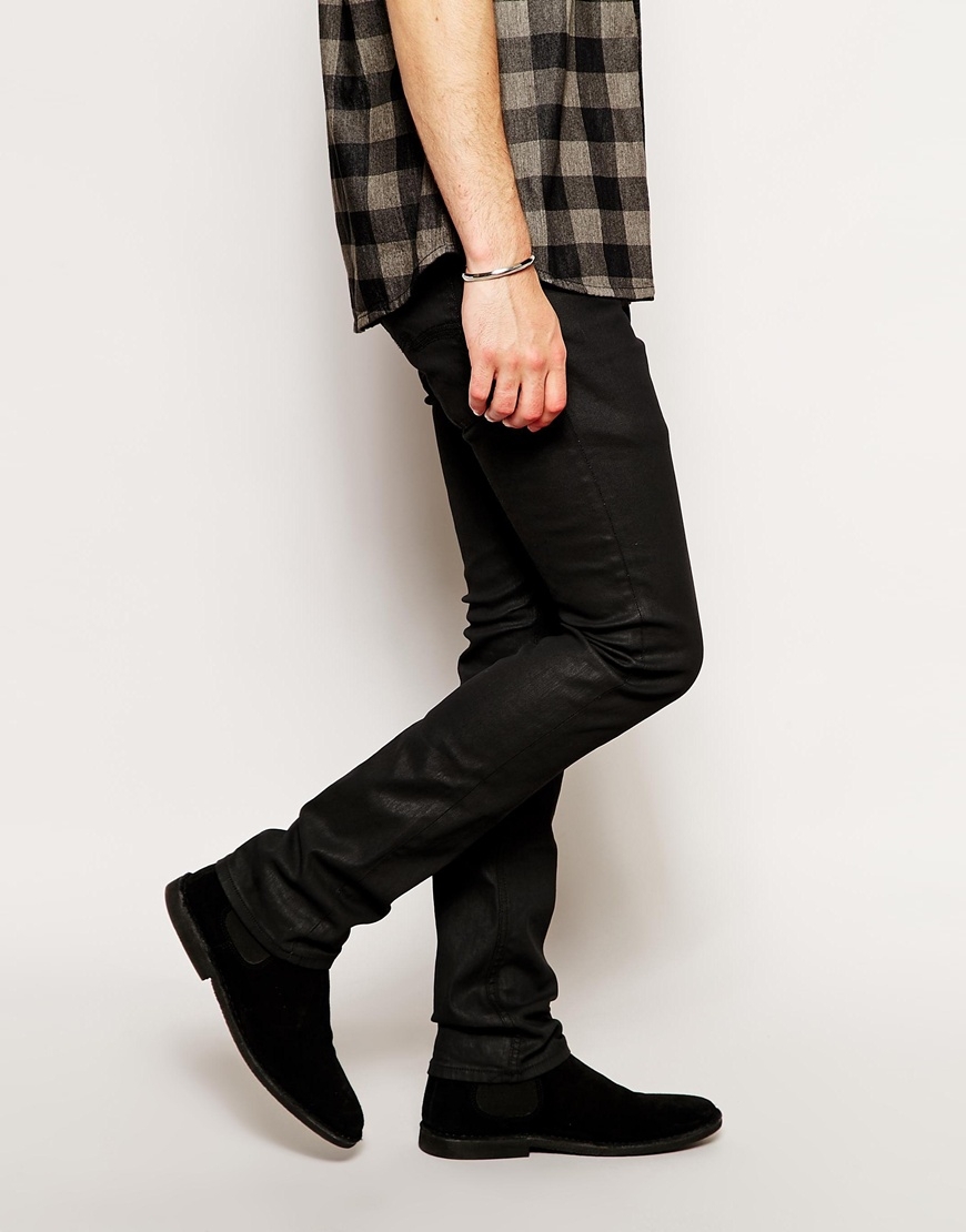 Nudie Jeans Tube Tom Skinny Fit Back In Black Coated for Men - Lyst