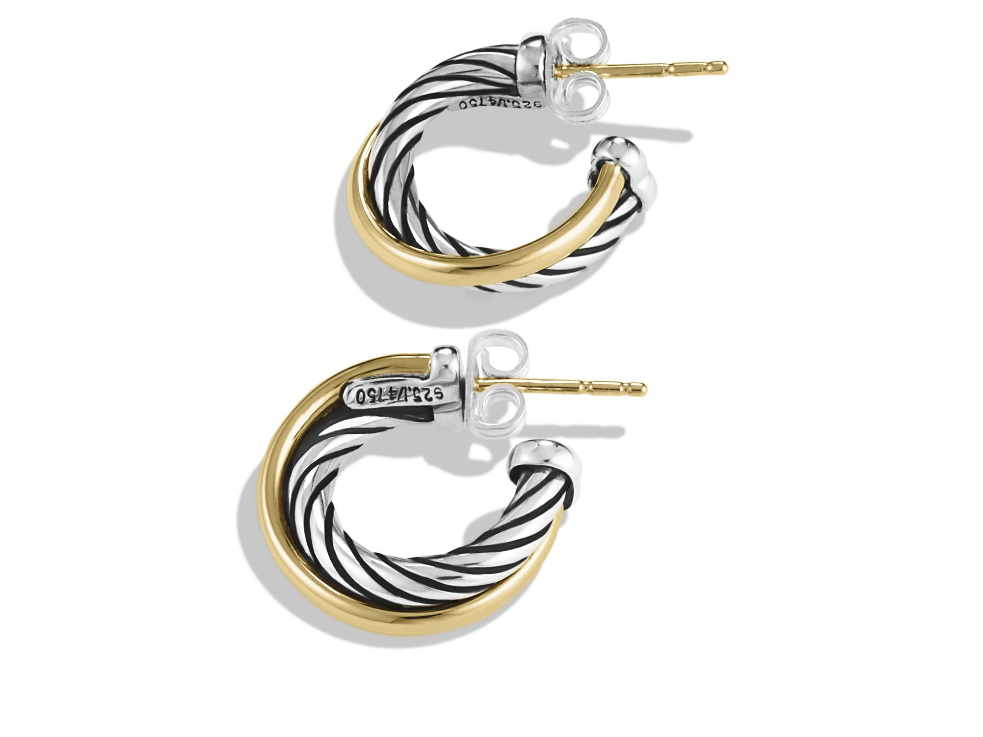 Lyst David Yurman Crossover Extra Small Hoop Earrings With Gold In Gallery