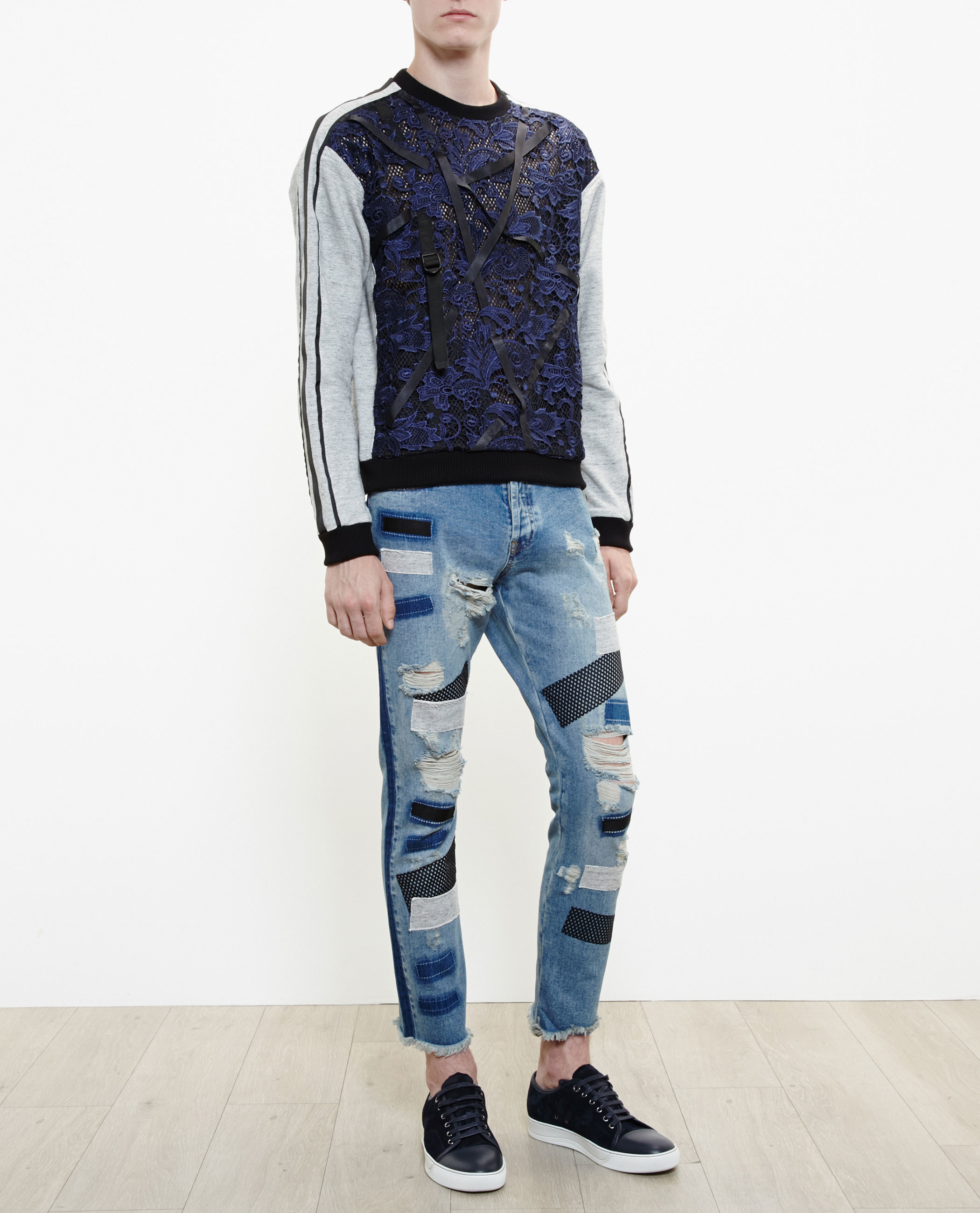 Lyst James Long Distressed Patchwork Jeans in Blue for Men