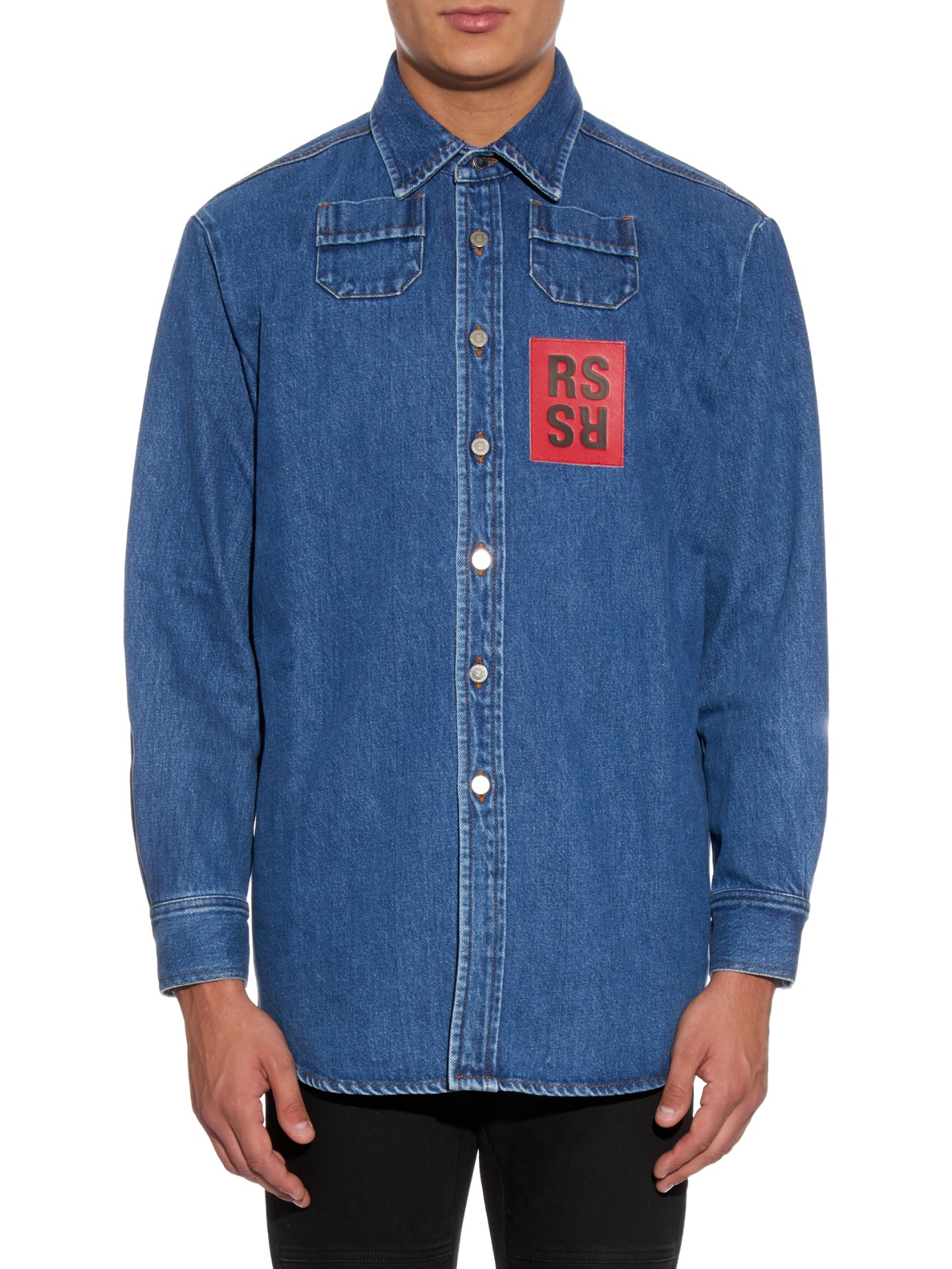 Raf Simons Oversized Denim Shirt in Blue for Men - Lyst