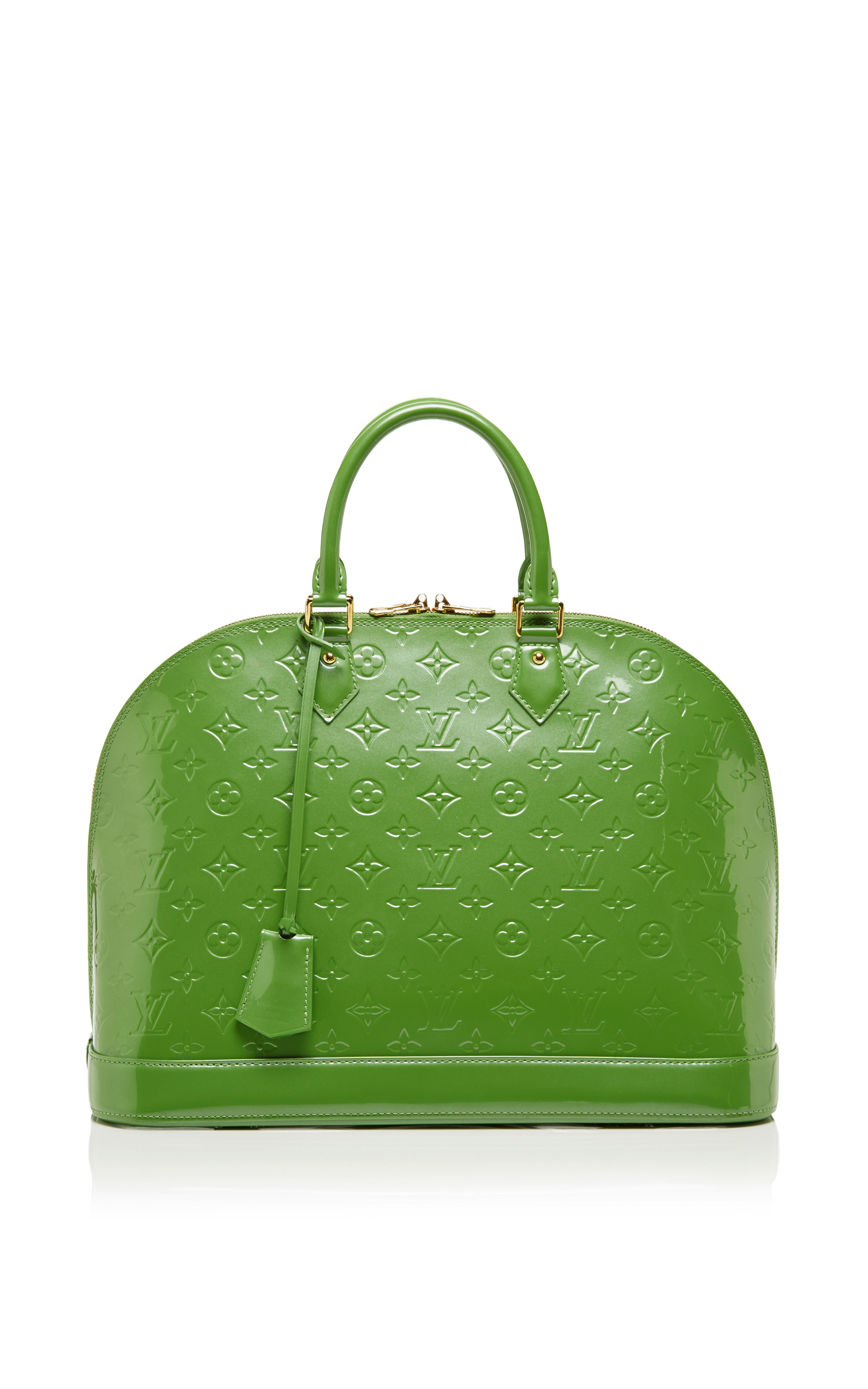 Green Louis Vuitton Vernis Alma MM Bag, Brown Canvas Louis Vuitton  Montsouris Backpack