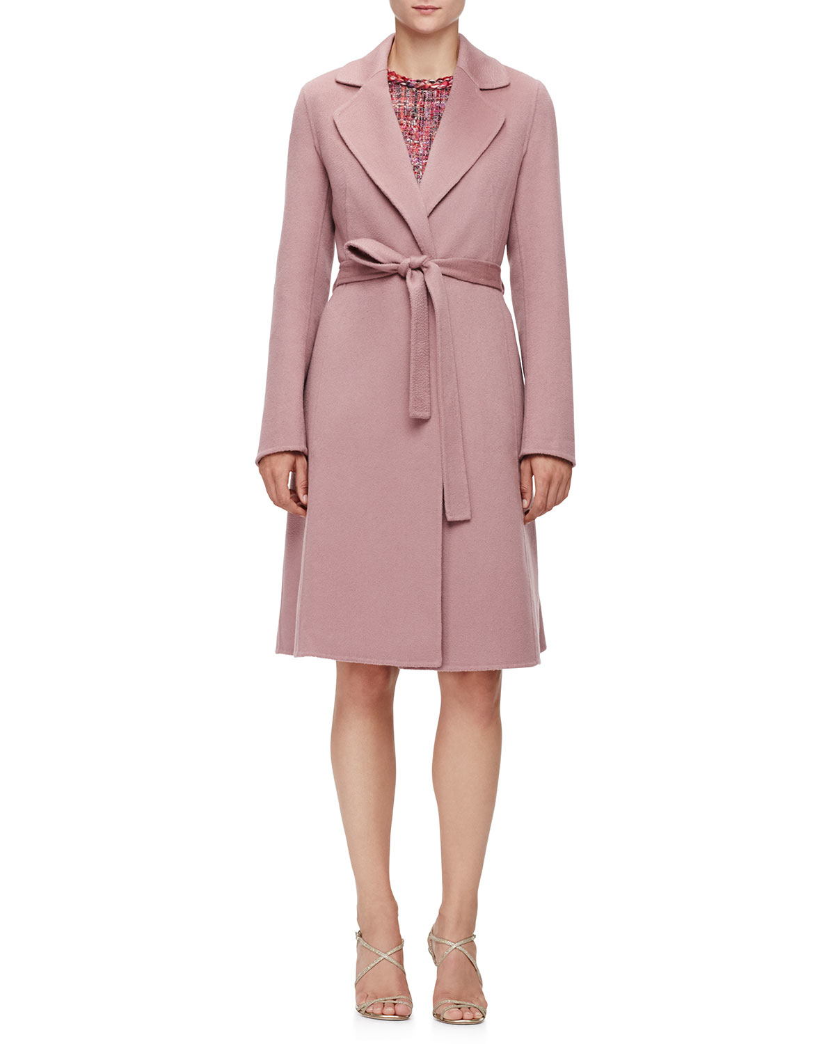 Escada LongSleeve Cashmere Wrap Coat in Pink Lyst